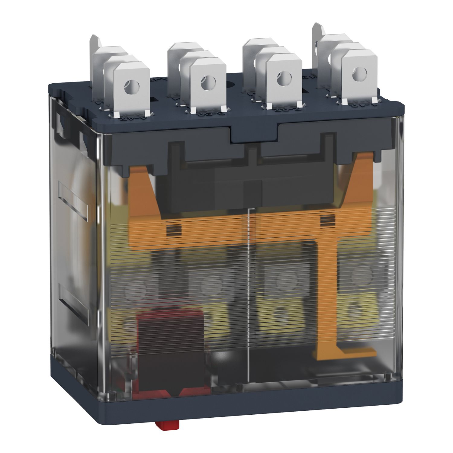 Picture of plug-in relay, Harmony electromechanical relays, 15A, 4CO, with LED, lockable test button, 120V AC
