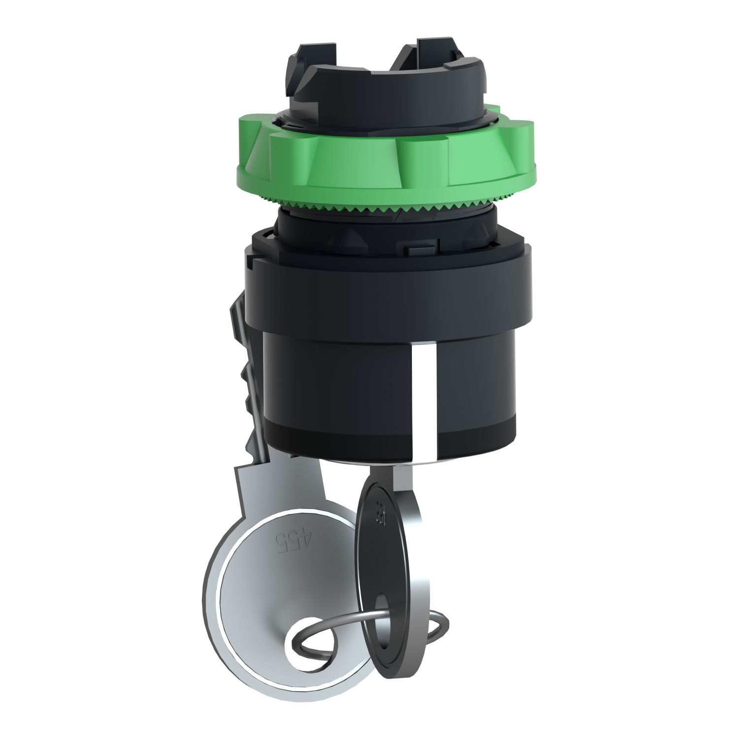 Picture of Key switch selector head, Harmony XB5, plastic, black, Ø22, key 455, 3 positions, stay put