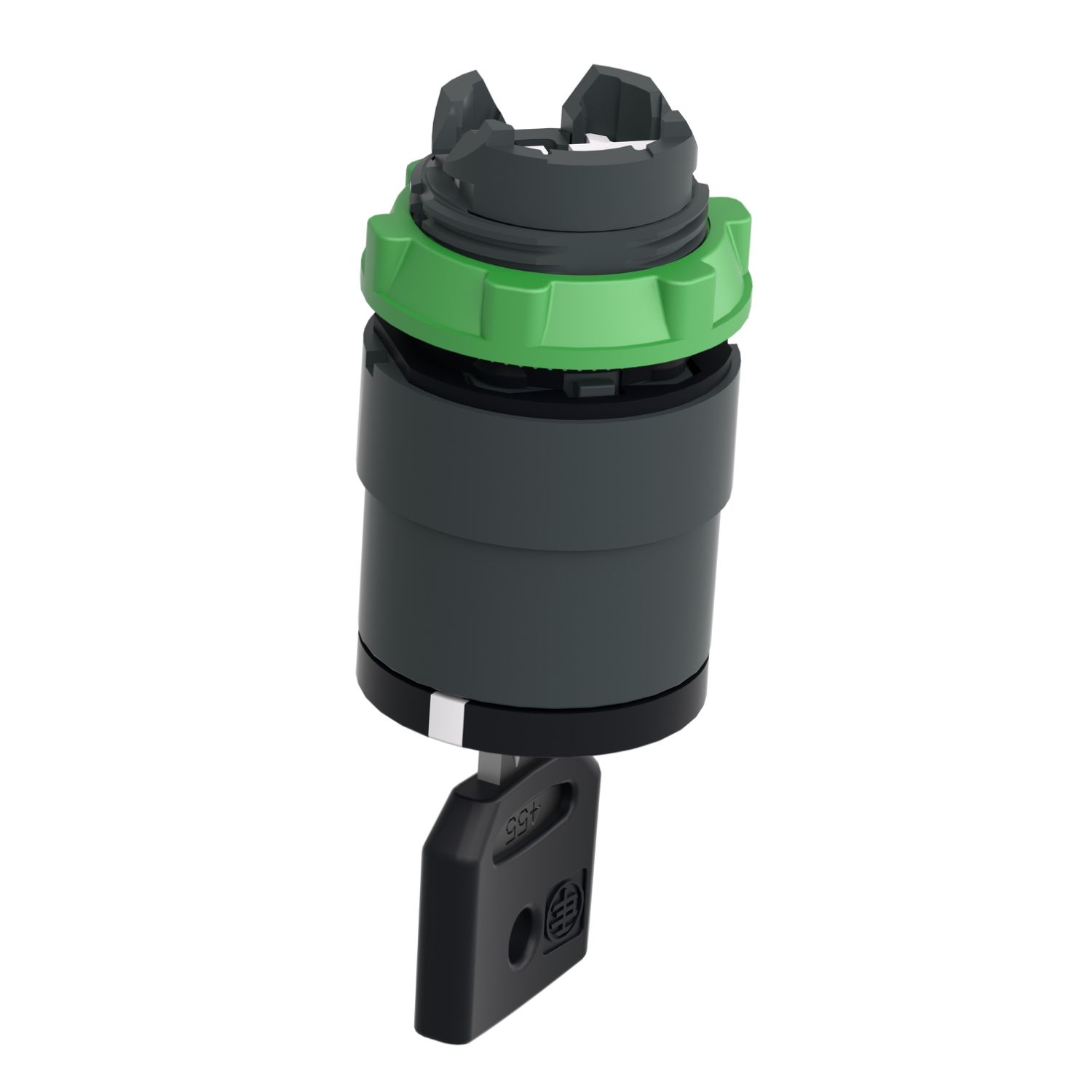 Picture of Head for key selector switch, Harmony XB5, plastic, black, 22mm, key 455, 2 positions, stay put