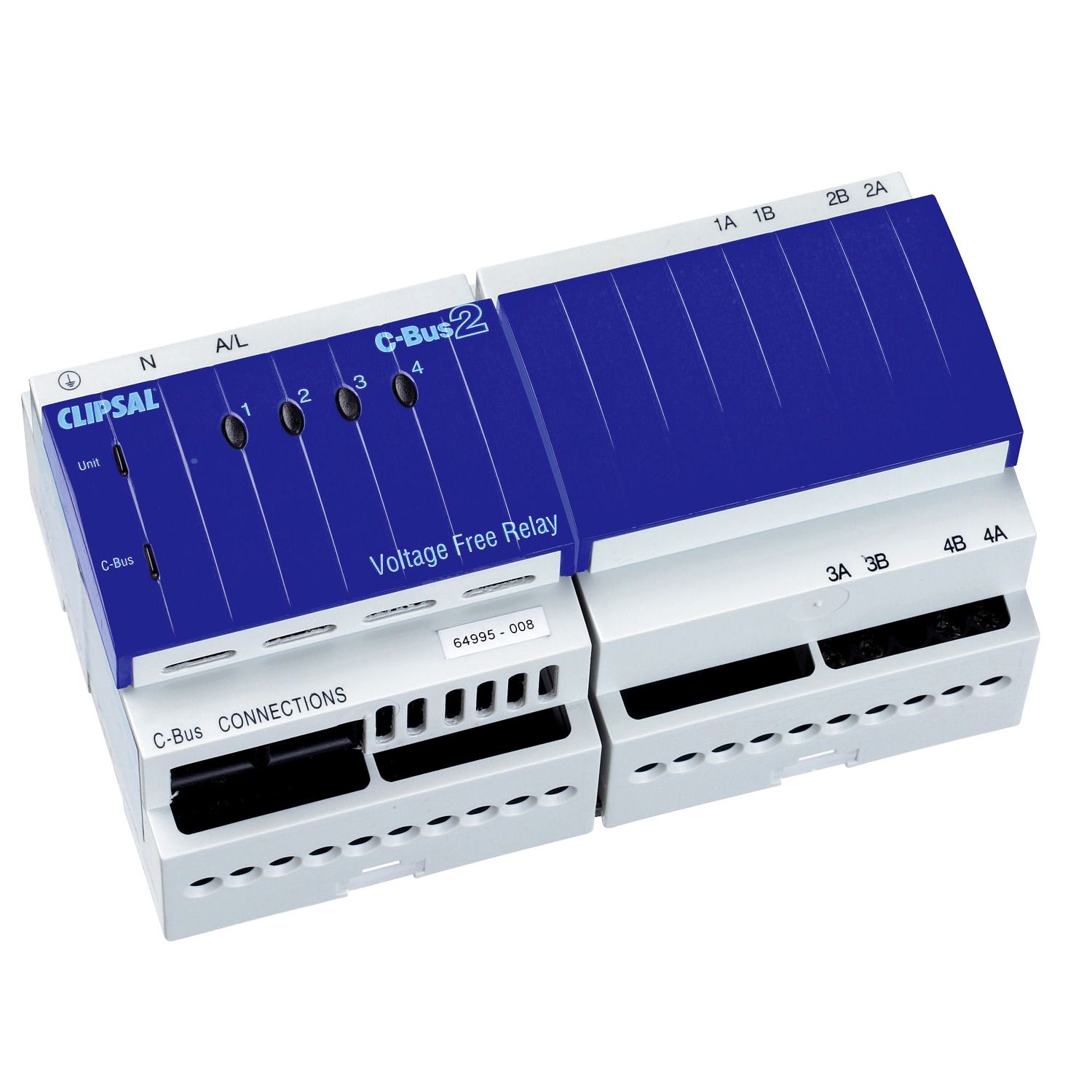 Picture of Relay, C-Bus, DIN Rail Mounted, Voltage Free, 240V AC, 4 Channel, 10A, Without C-Bus Power Supply