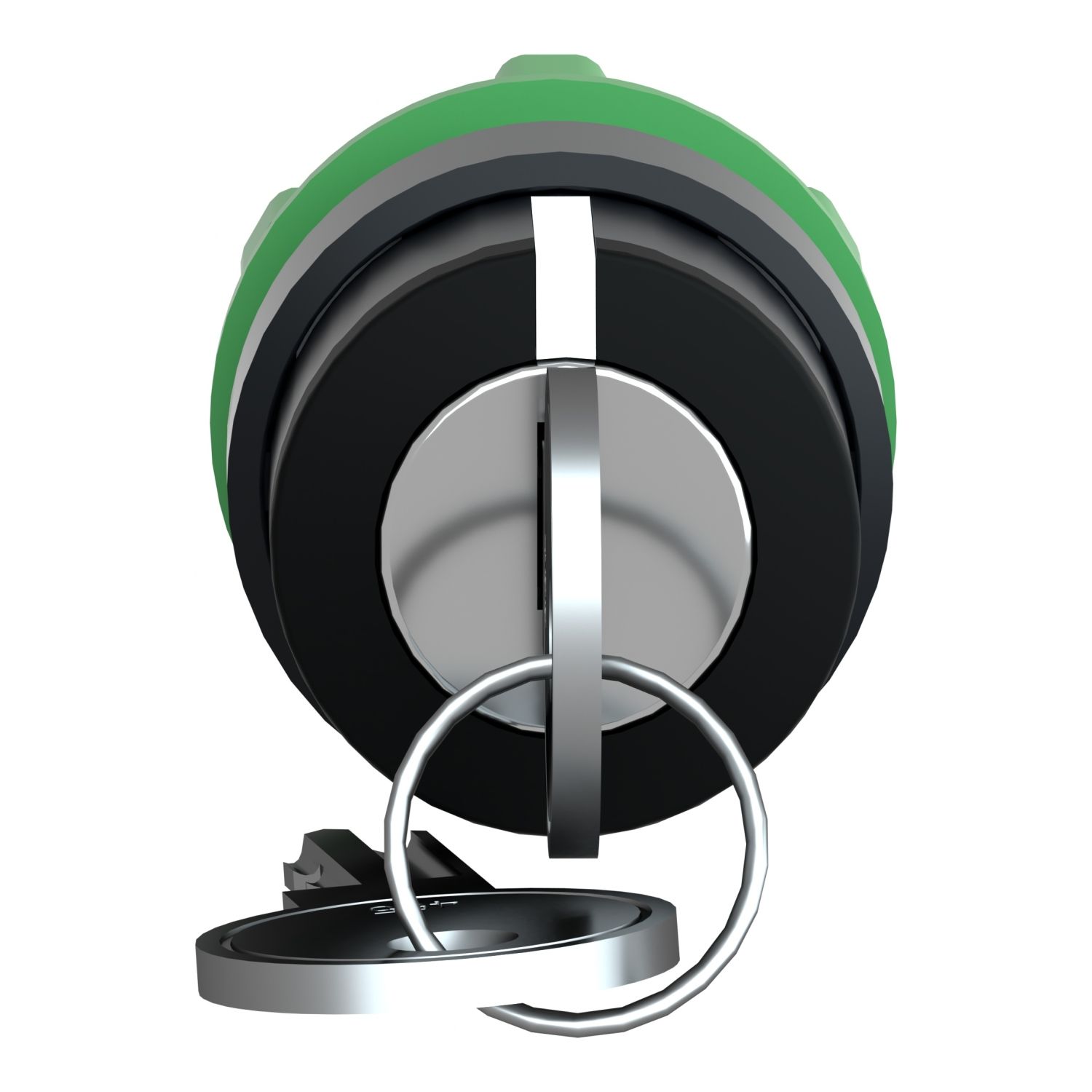 Picture of Key switch selector head, Harmony XB5, plastic, black, 22mm, key 455, 3 positions, spring return to center