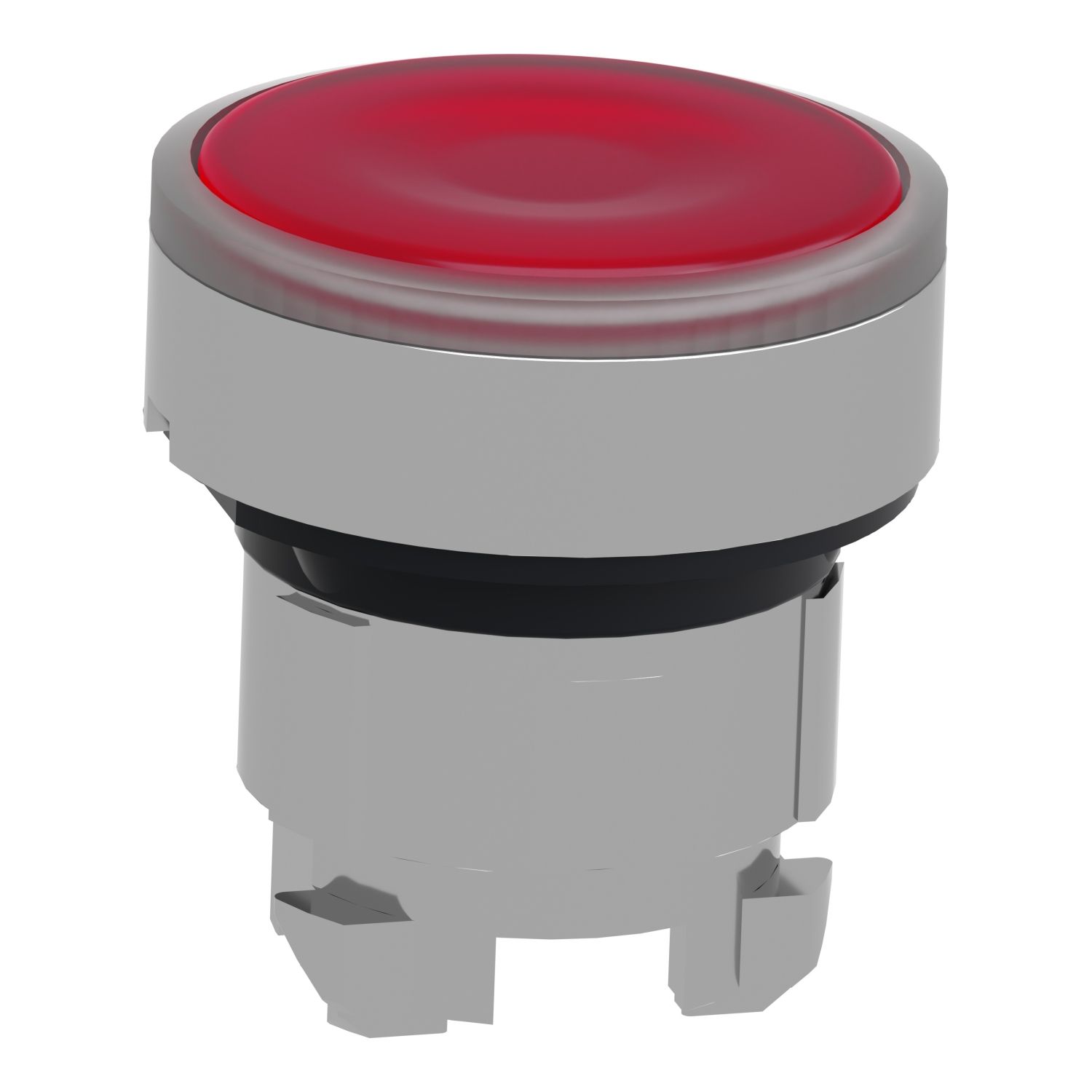 Picture of Head for illuminated push button, Harmony XB4, metal, red flush, 22mm, universal LED, push push, unmarked