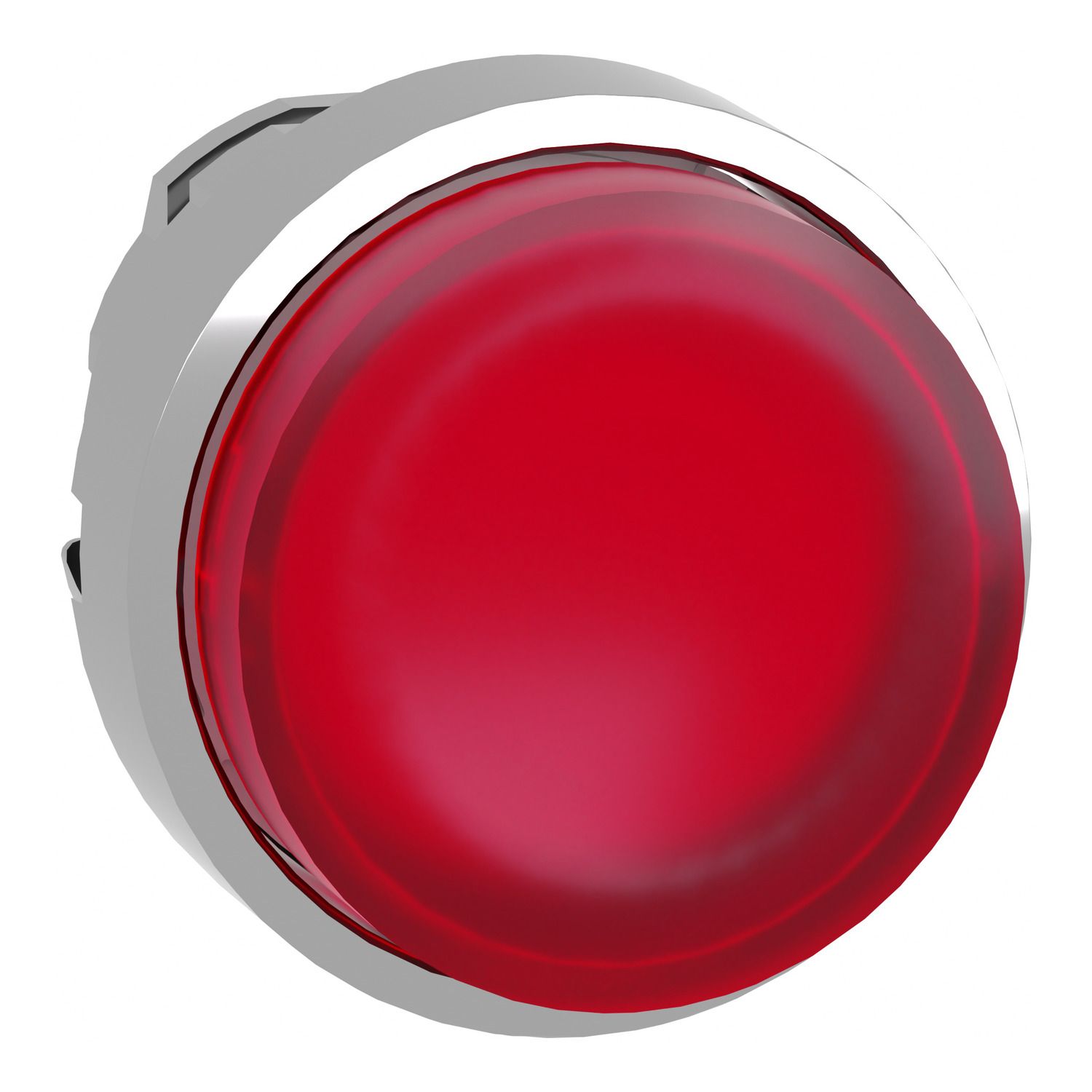 Picture of Head for illuminated push button, Harmony XB4, metal, red projecting, 22mm, push push, universal LED, unmarked