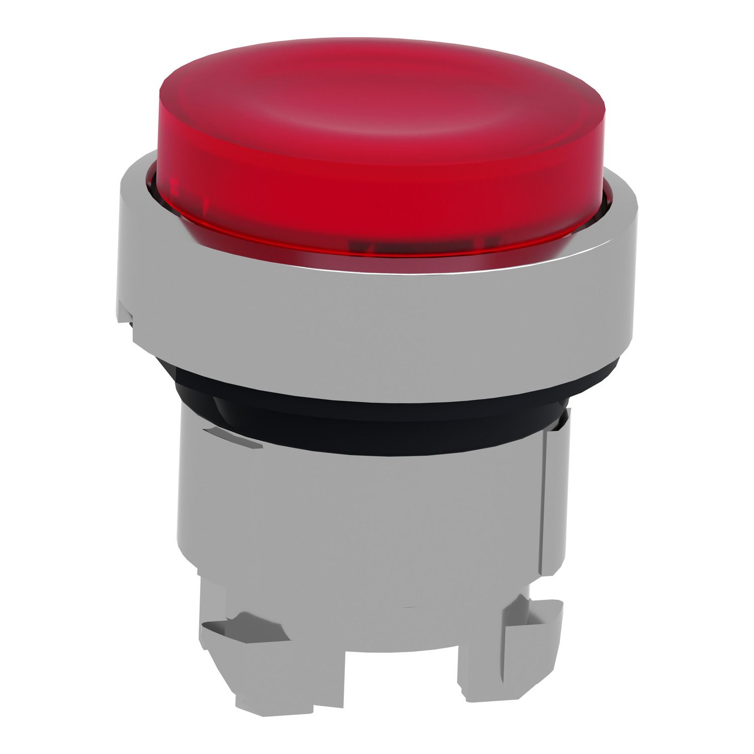 Picture of Head for illuminated push button, Harmony XB4, metal, red projecting, 22mm, push push, universal LED, unmarked