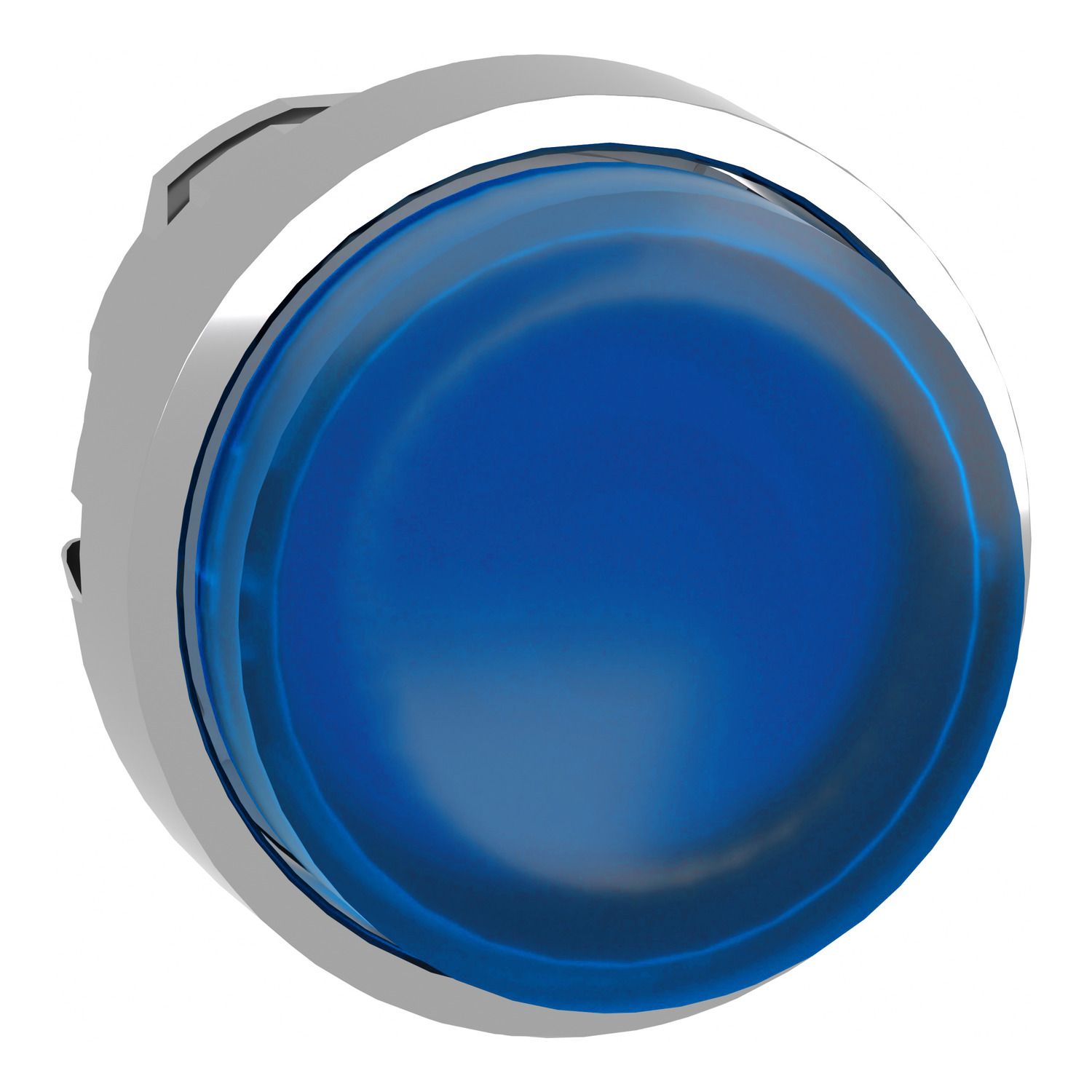 Picture of Head for illuminated push button, Harmony XB4, metal, blue projecting, 22mm, push push, universal LED, unmarked