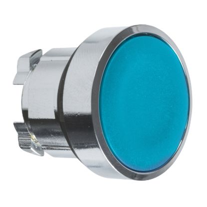 Picture of Head for illuminated push button, Harmony XB4, metal, blue flush, 22mm, push-push, unmarked