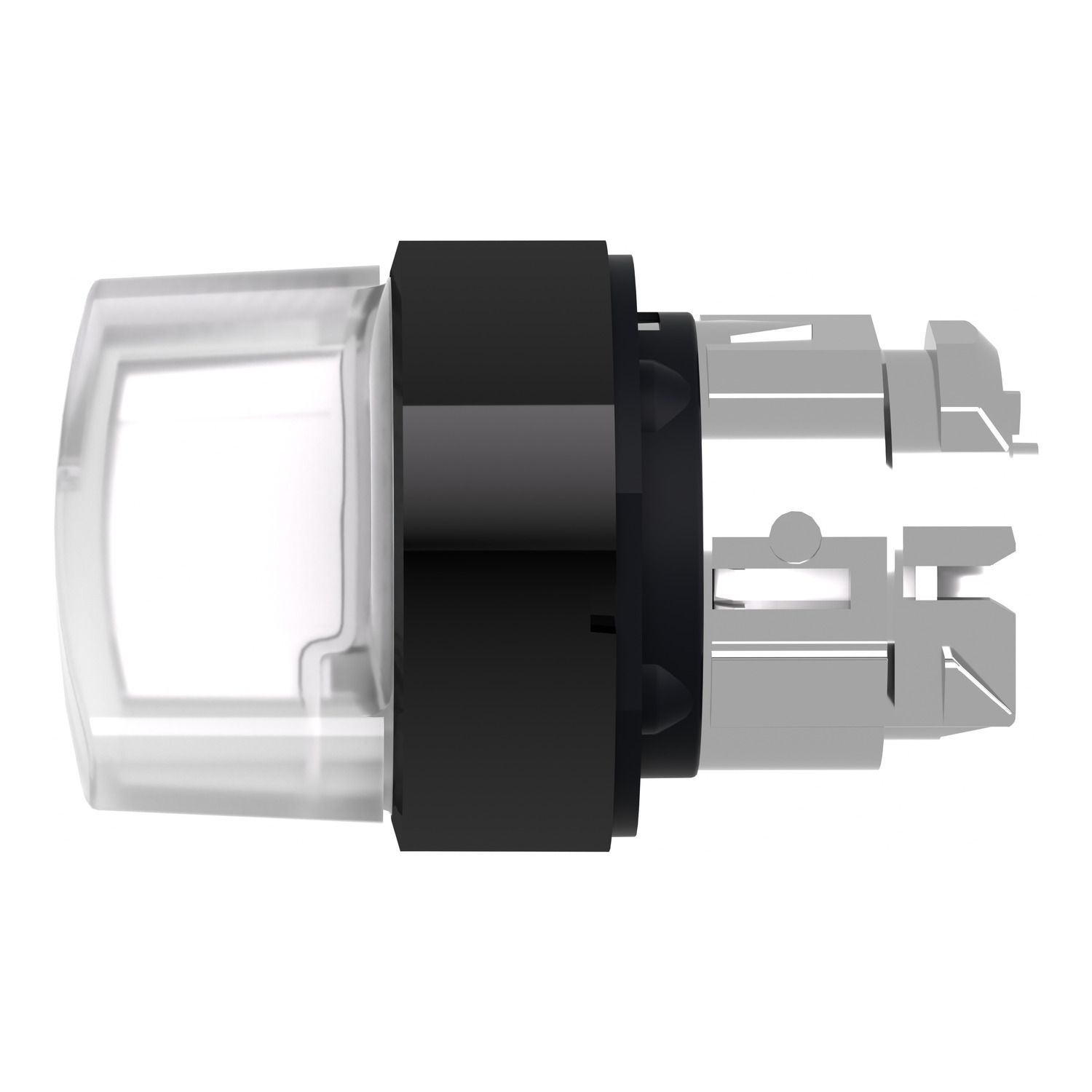 Picture of Head for illuminated selector switch, Harmony XB4, universal LED,  black metal, white handle, 22mm, 2 positions, stay put