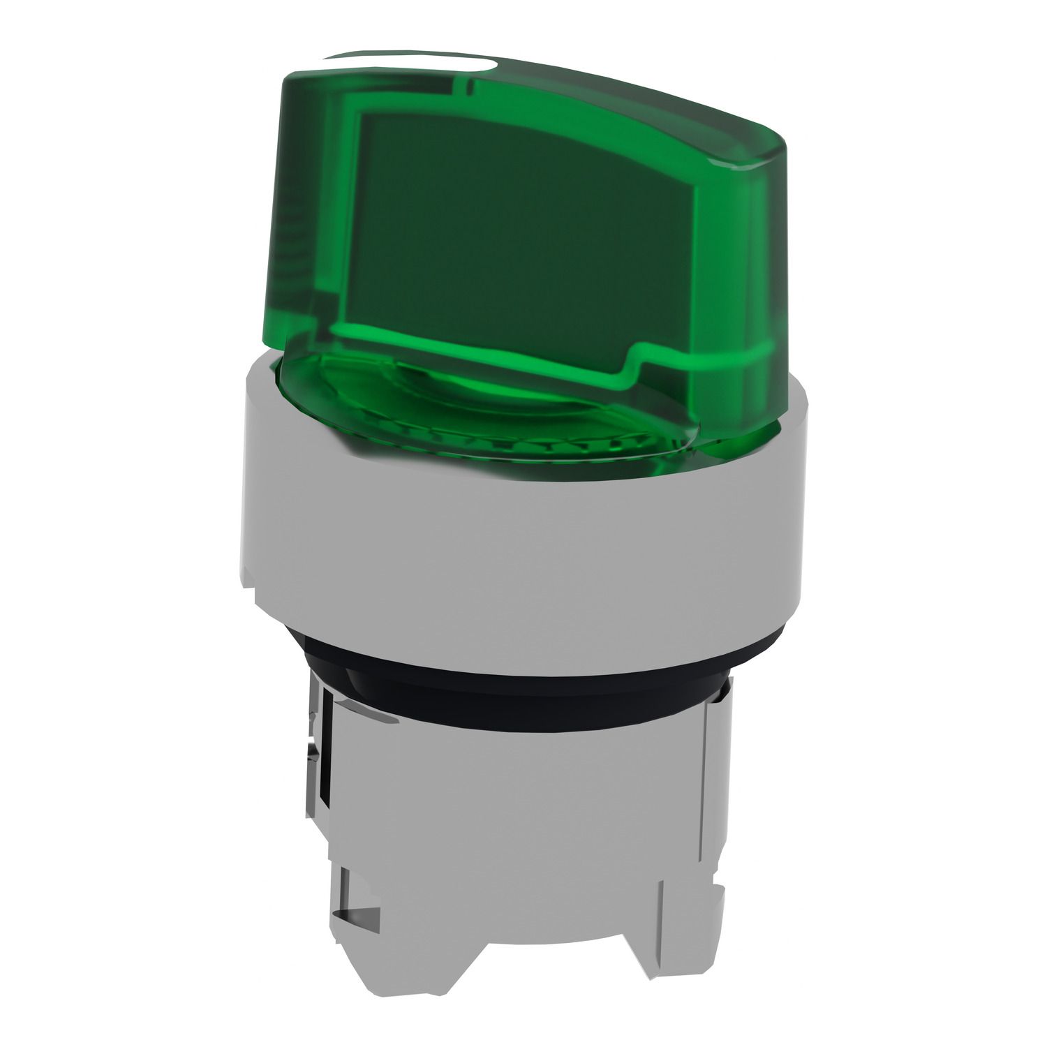 Picture of Head for illuminated selector switch, Harmony XB4, metal, green handle, 22mm, universal LED, 2 positions, stay put