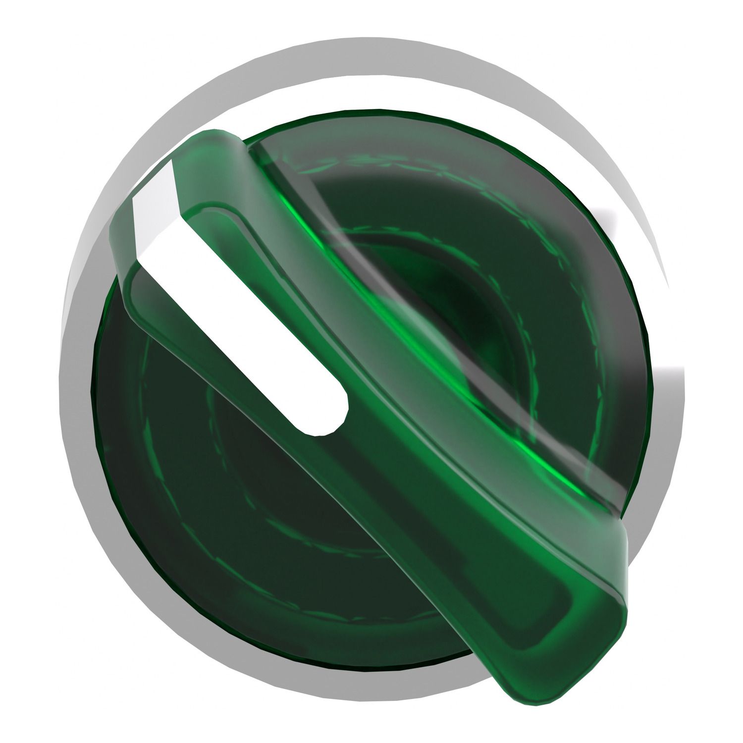 Picture of Head for illuminated selector switch, Harmony XB4, metal, green handle, 22mm, universal LED, 2 positions, stay put