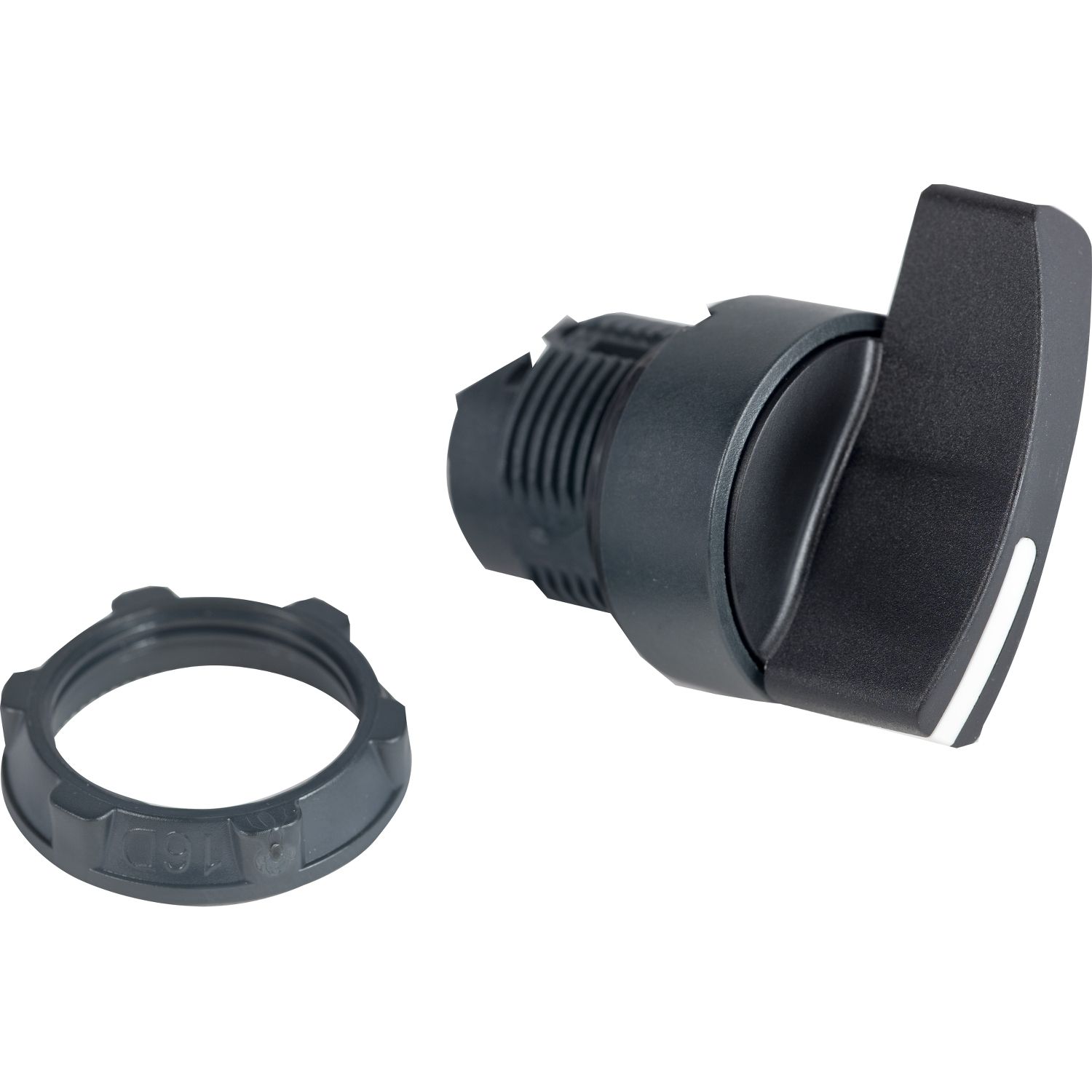 Picture of Head for selector switch, Harmony XB5, plastic, black, 22mm, long handle, 2 positions, stay put