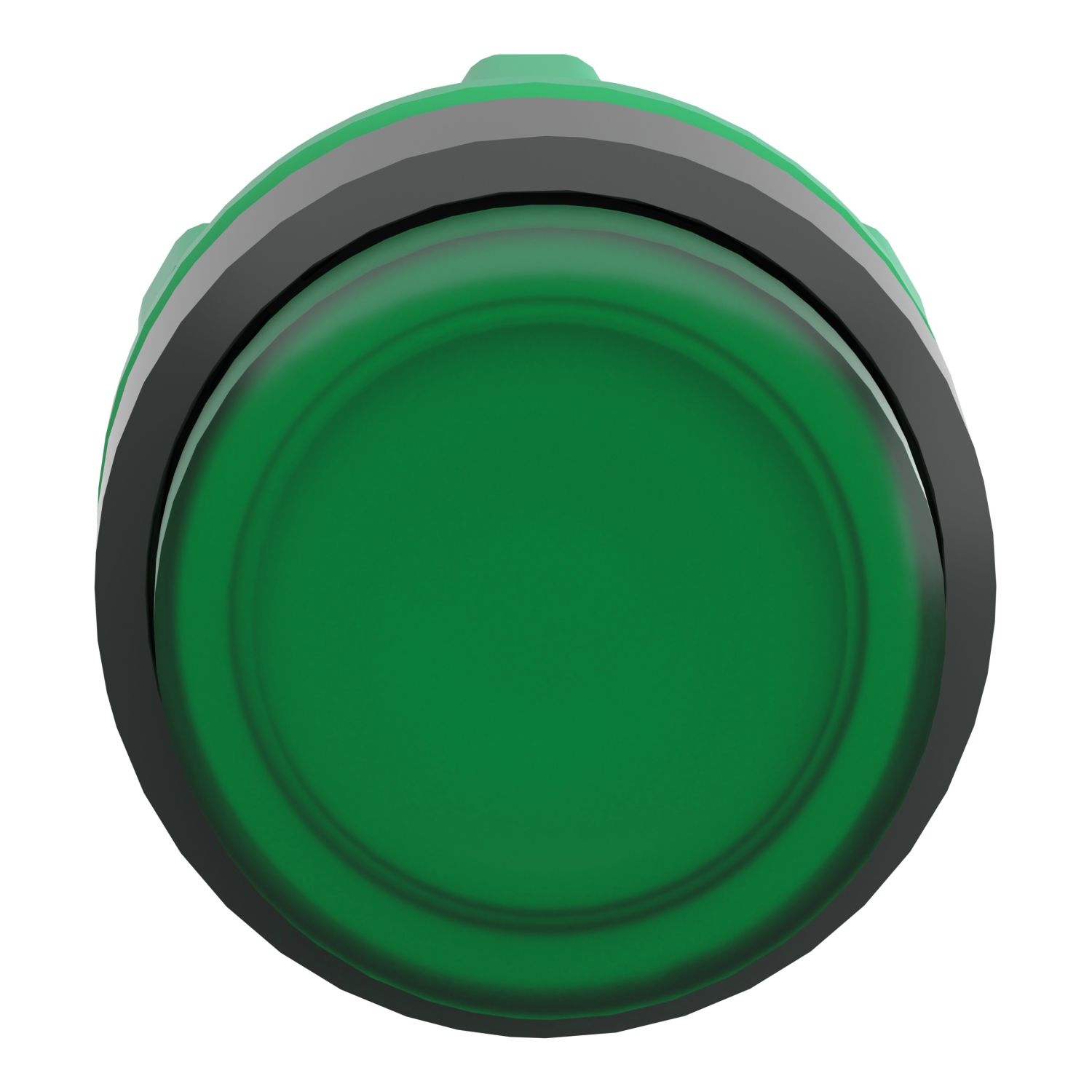 Picture of Head for illuminated push button, Harmony XB5, round green projecting, 22mm, universal LED, push to release, unmarked