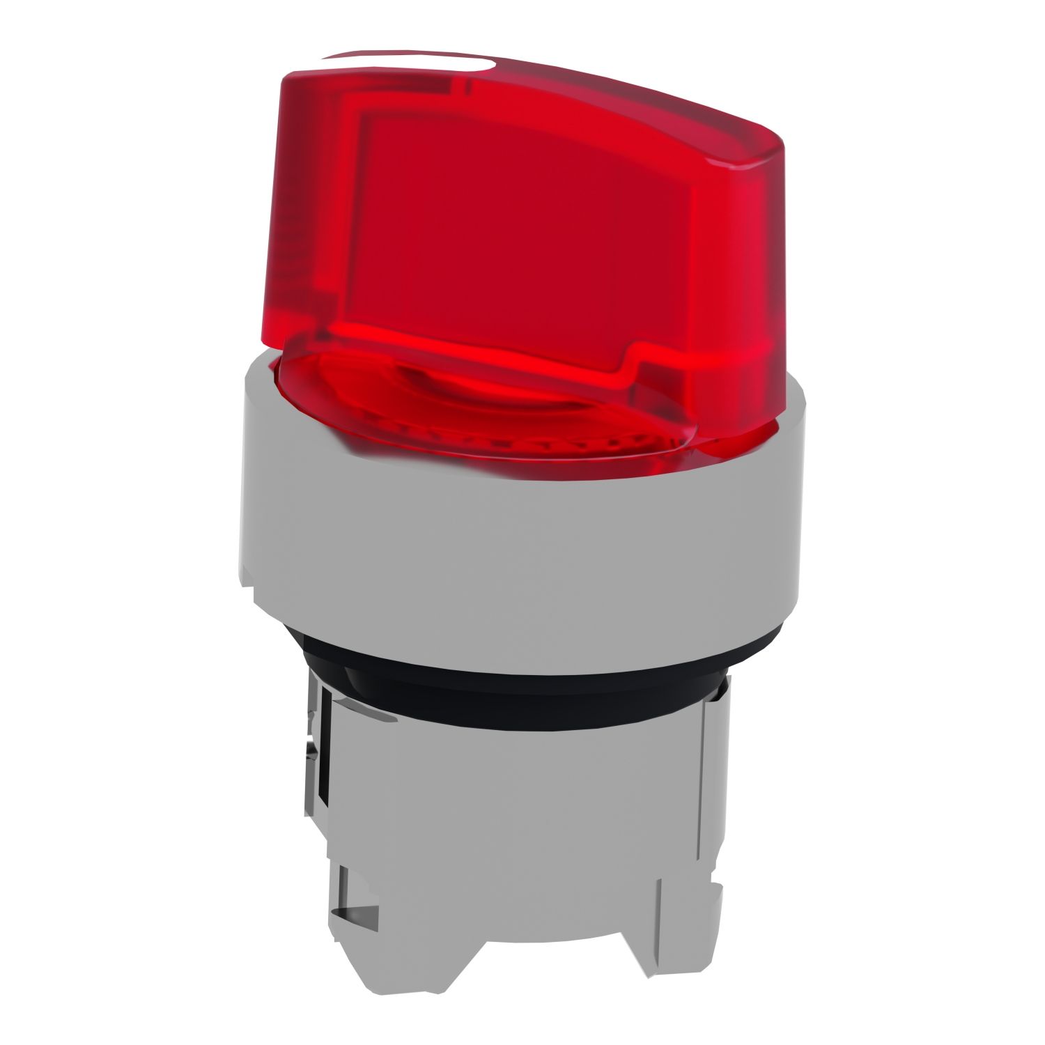 Picture of Head for illuminated selector switch, Harmony XB4, metal, red handle, 22mm, universal LED, 2 positions, stay put