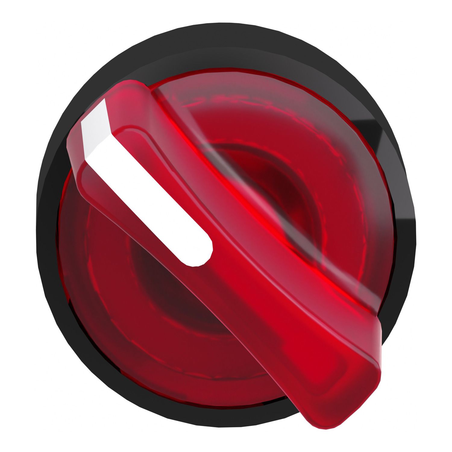 Picture of Head for illuminated selector switch, Harmony XB4, black metal, red handle, 22mm, universal LED, 2 positions, stay put