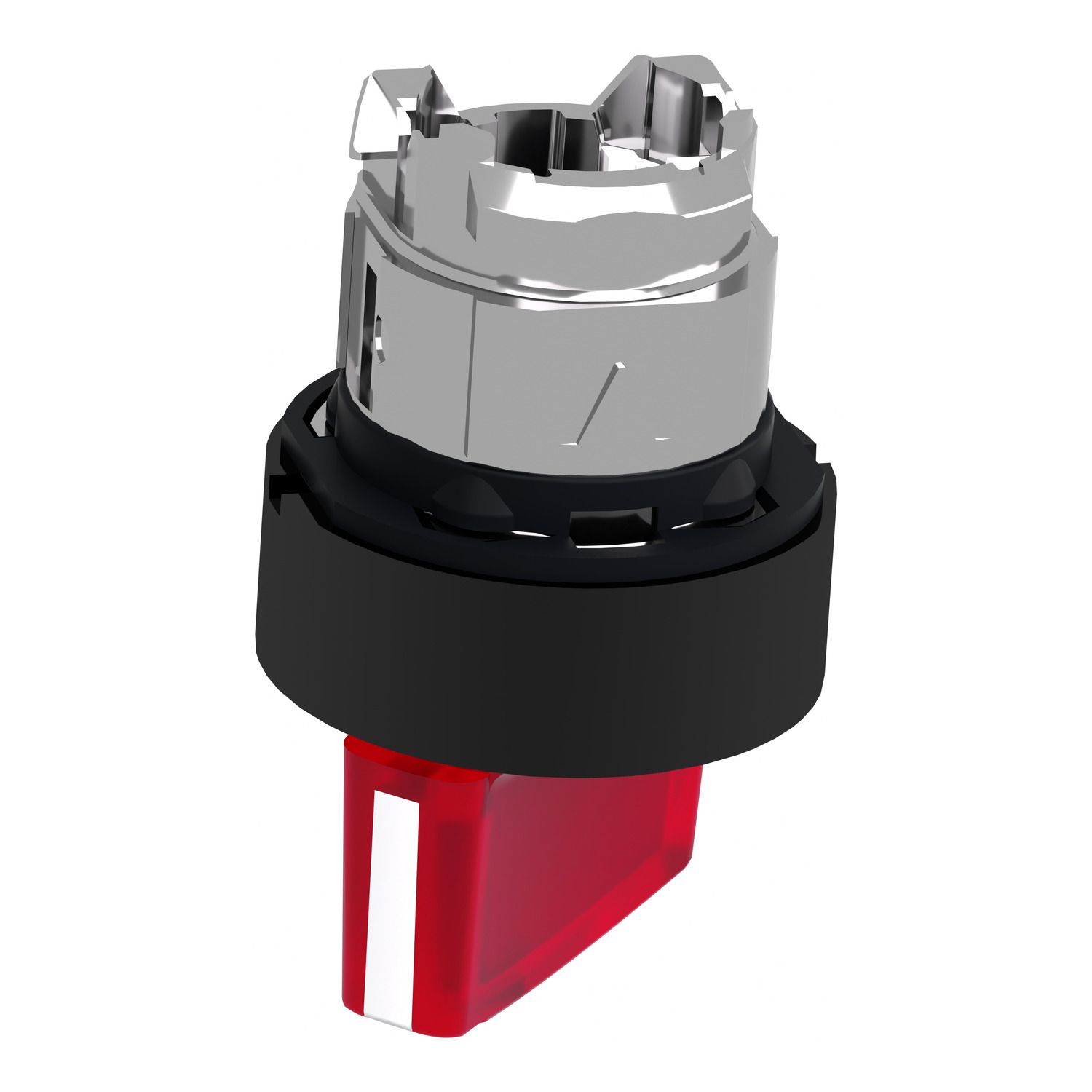 Picture of Head for illuminated selector switch, Harmony XB4, black metal, red handle, 22mm, universal LED, 2 positions, stay put
