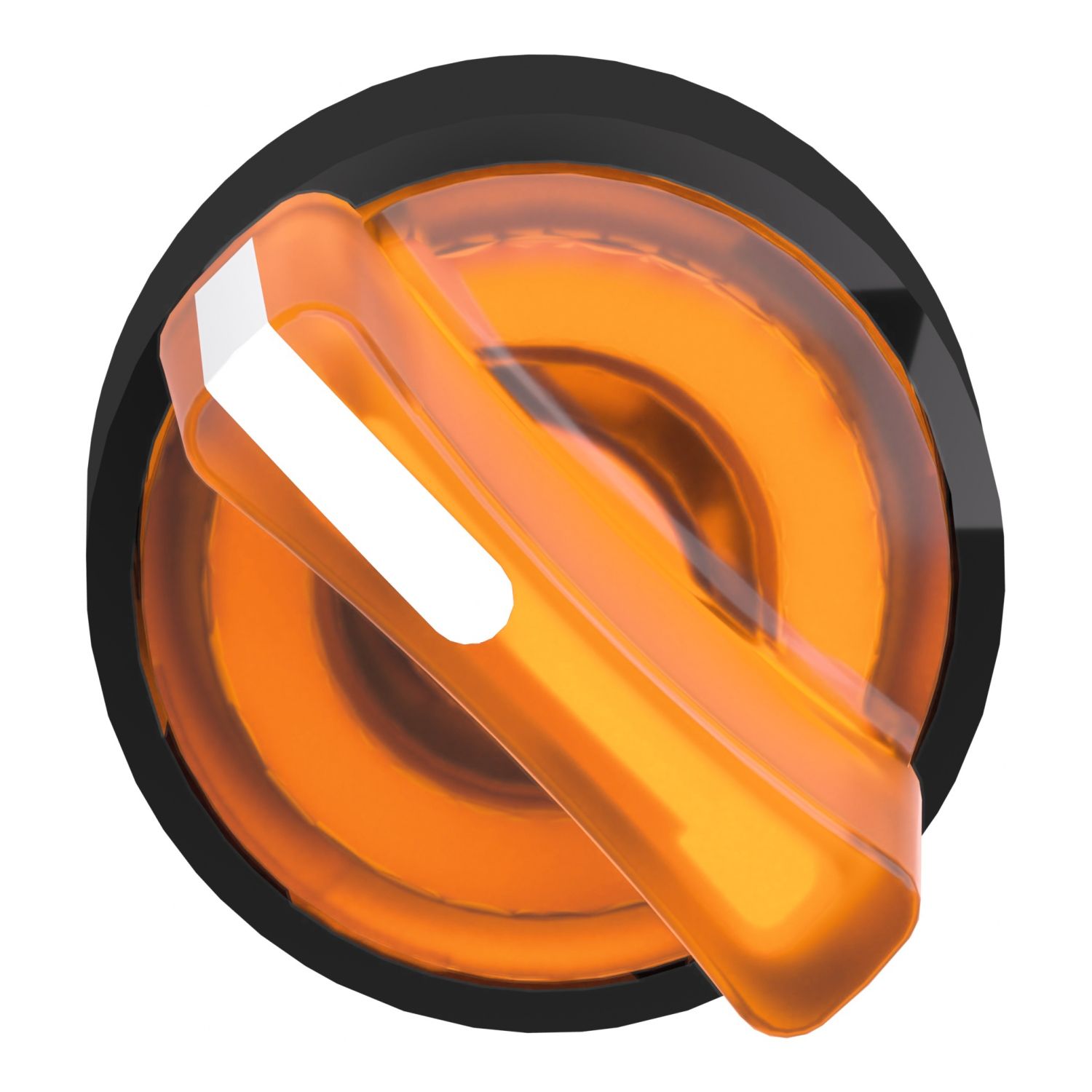 Picture of Head for illuminated selector switch, Harmony XB4, universal LED,  black metal, orange handle, 22mm, 2 positions, stay put