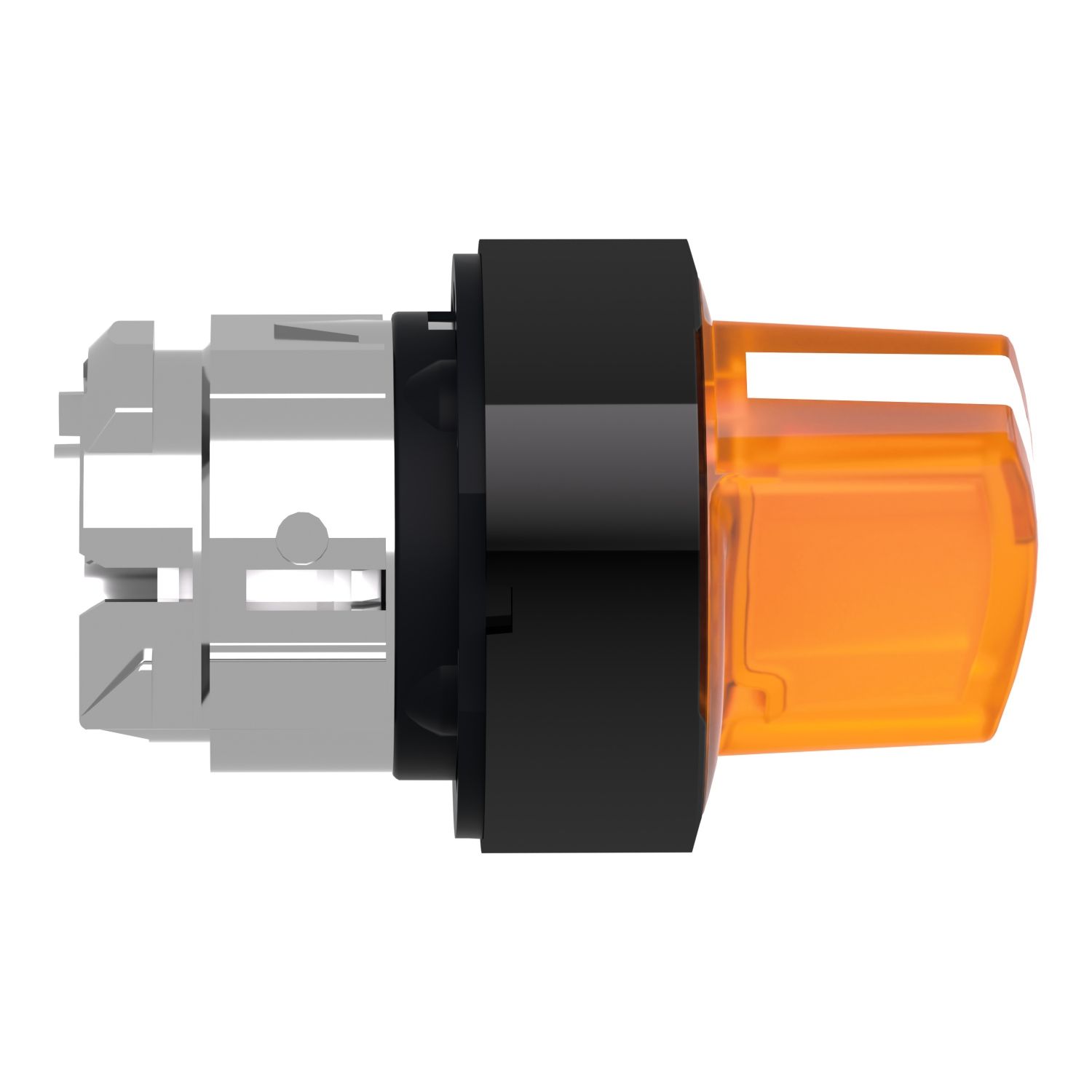 Picture of Head for illuminated selector switch, Harmony XB4, universal LED,  black metal, orange handle, 22mm, 2 positions, stay put