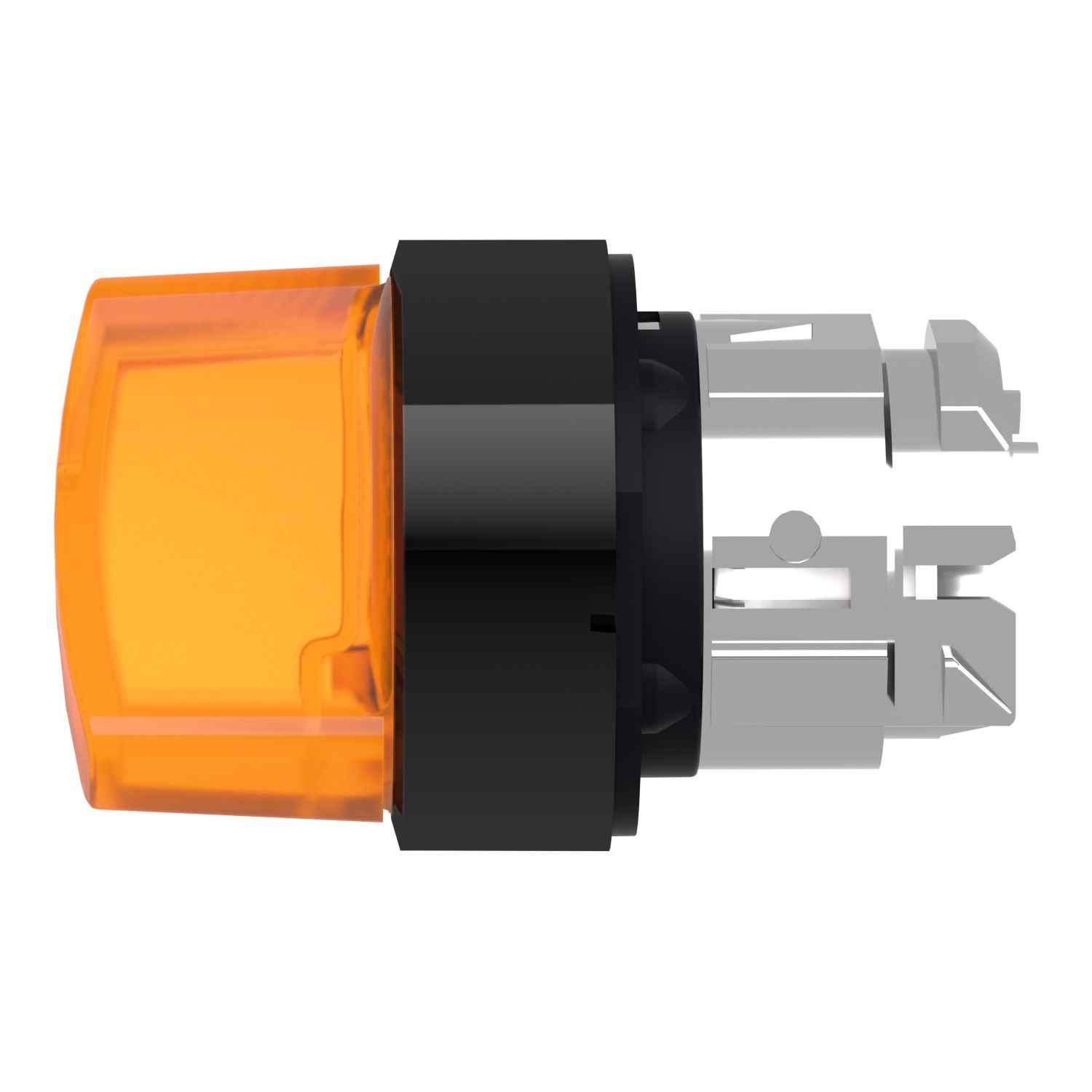 Picture of Head for illuminated selector switch, Harmony XB4, universal LED,  black metal, orange handle, 22mm, 2 positions, stay put