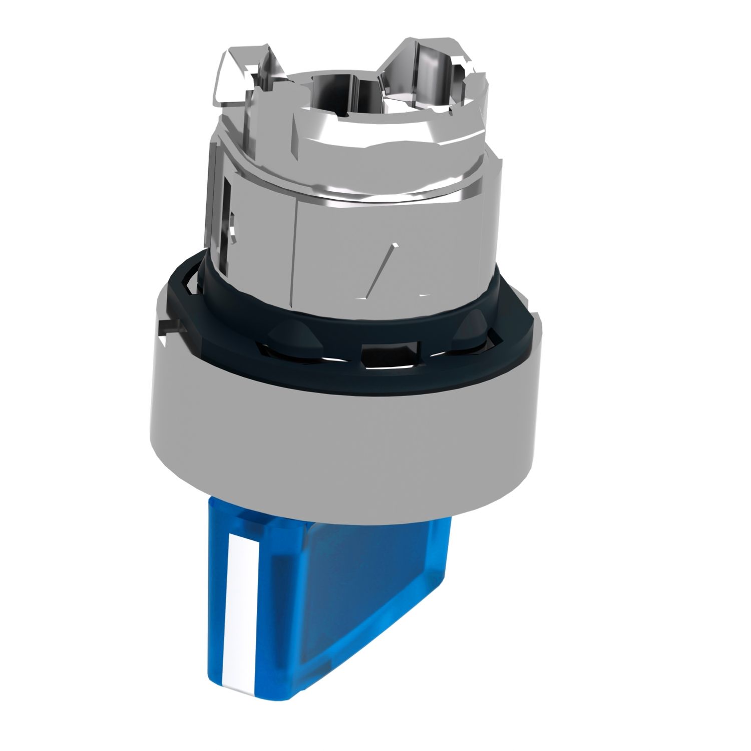 Picture of Head for illuminated selector switch, Harmony XB4, chromium metal, blue handle, 22mm, universal LED, 2 positions,