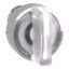 Picture of Head for illuminated selector switch, Harmony XB4, chromium metal, white handle, 22mm, universal LED, 3 positions