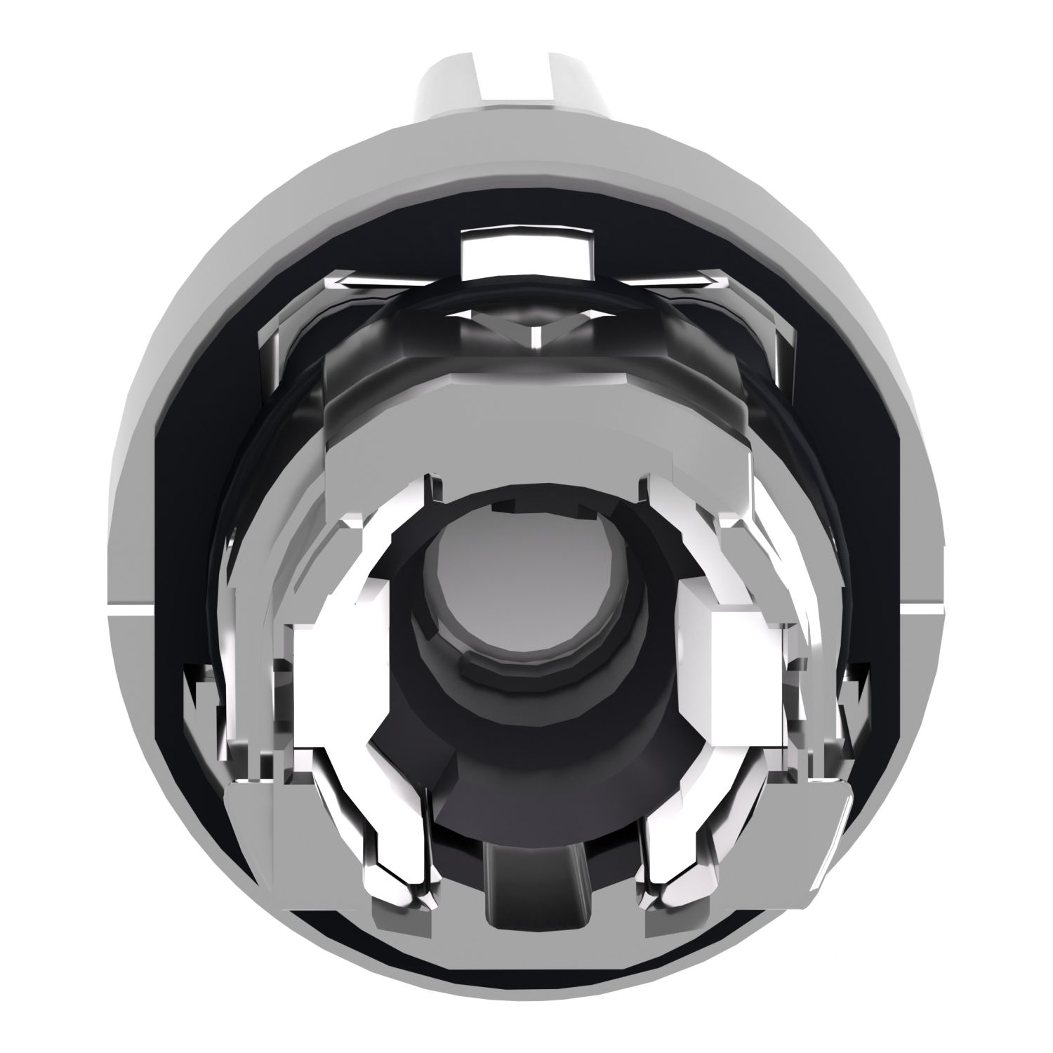 Picture of Head for illuminated selector switch, Harmony XB4, chromium metal, white handle, 22mm, universal LED, 3 positions
