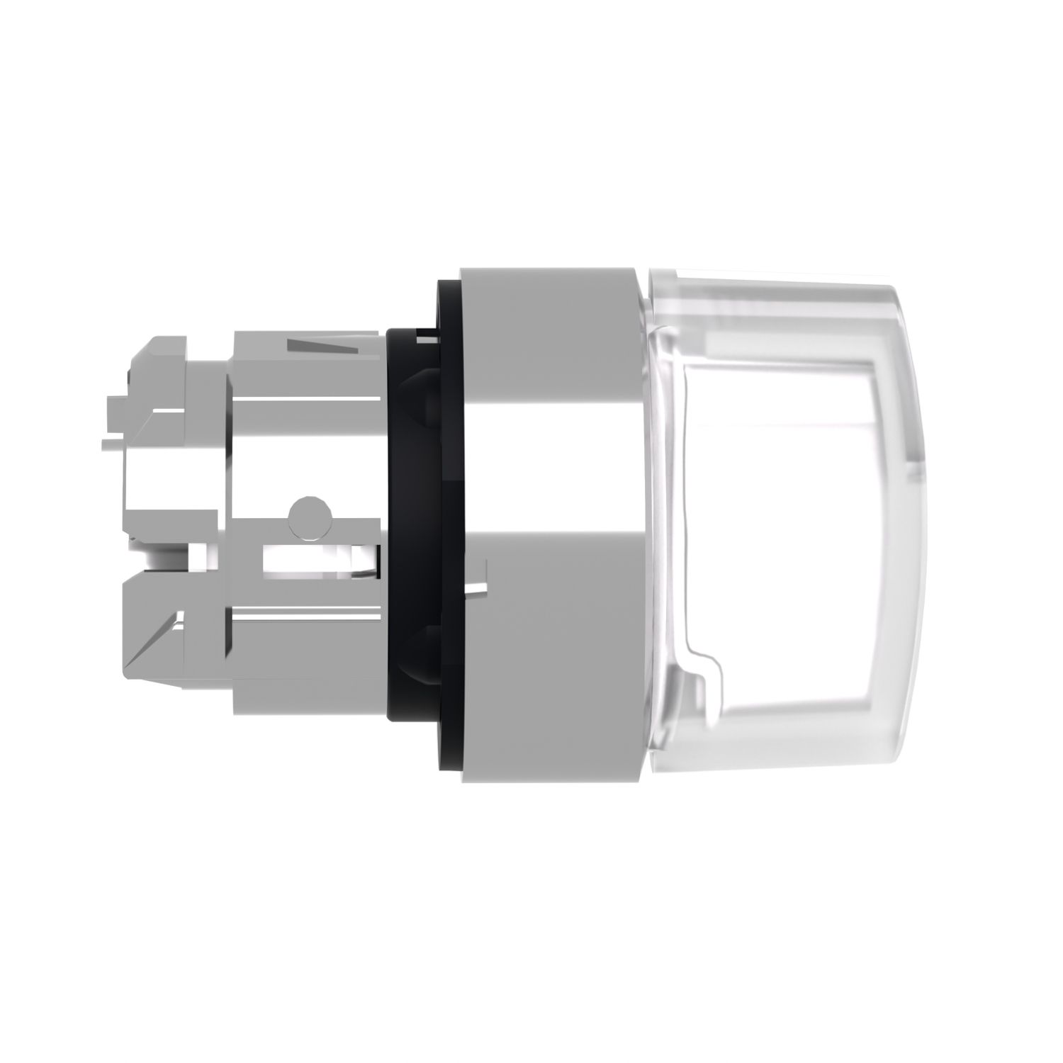 Picture of Head for illuminated selector switch, Harmony XB4, chromium metal, white handle, 22mm, universal LED, 3 positions, to center