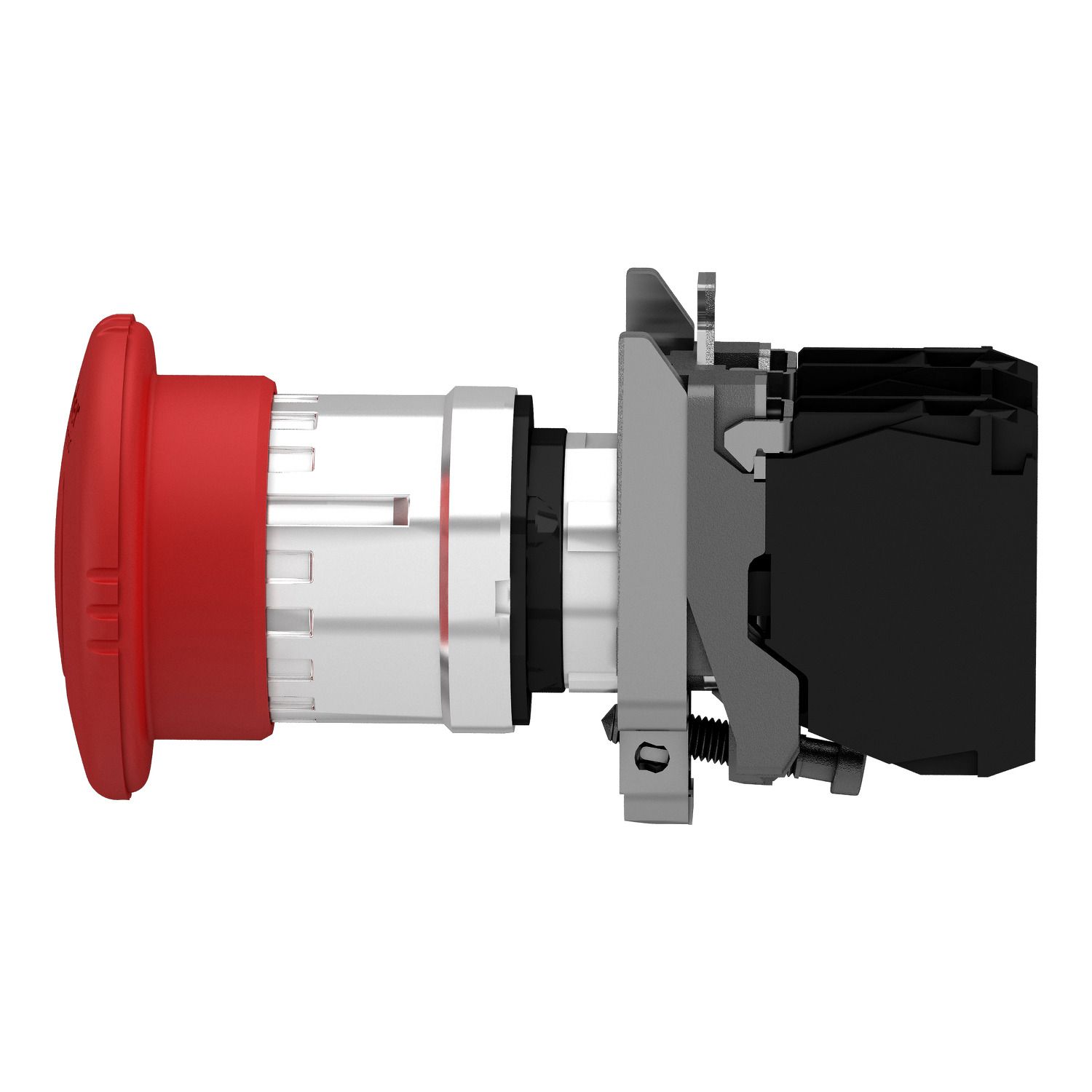 Picture of Emergency stop push button, Harmony XB4, metal, red mushroom, 40mm, 22mm, trigger latching turn to release, 2NC