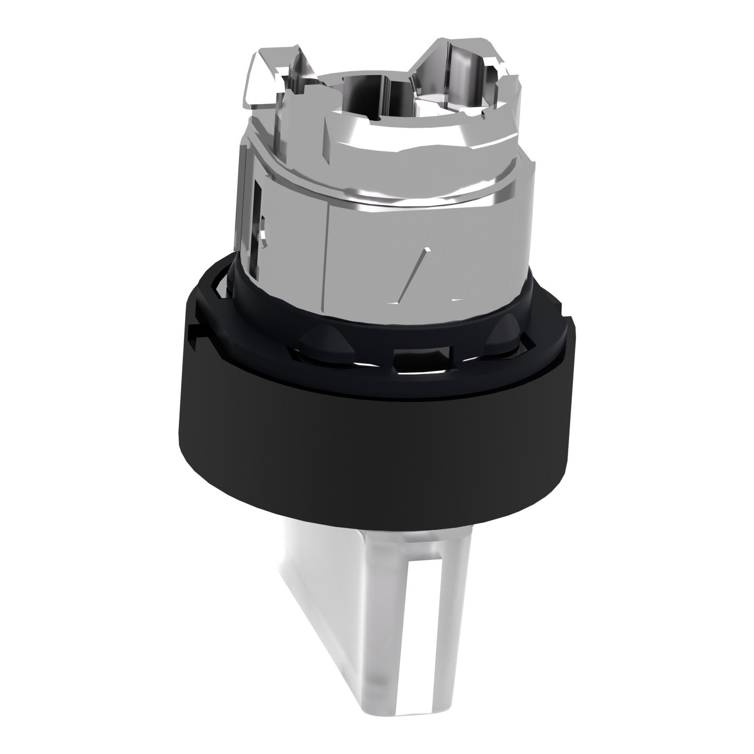 Picture of Head for illuminated selector switch, Harmony XB4, black metal, white handle, 22mm, universal LED, 3 positions, to center