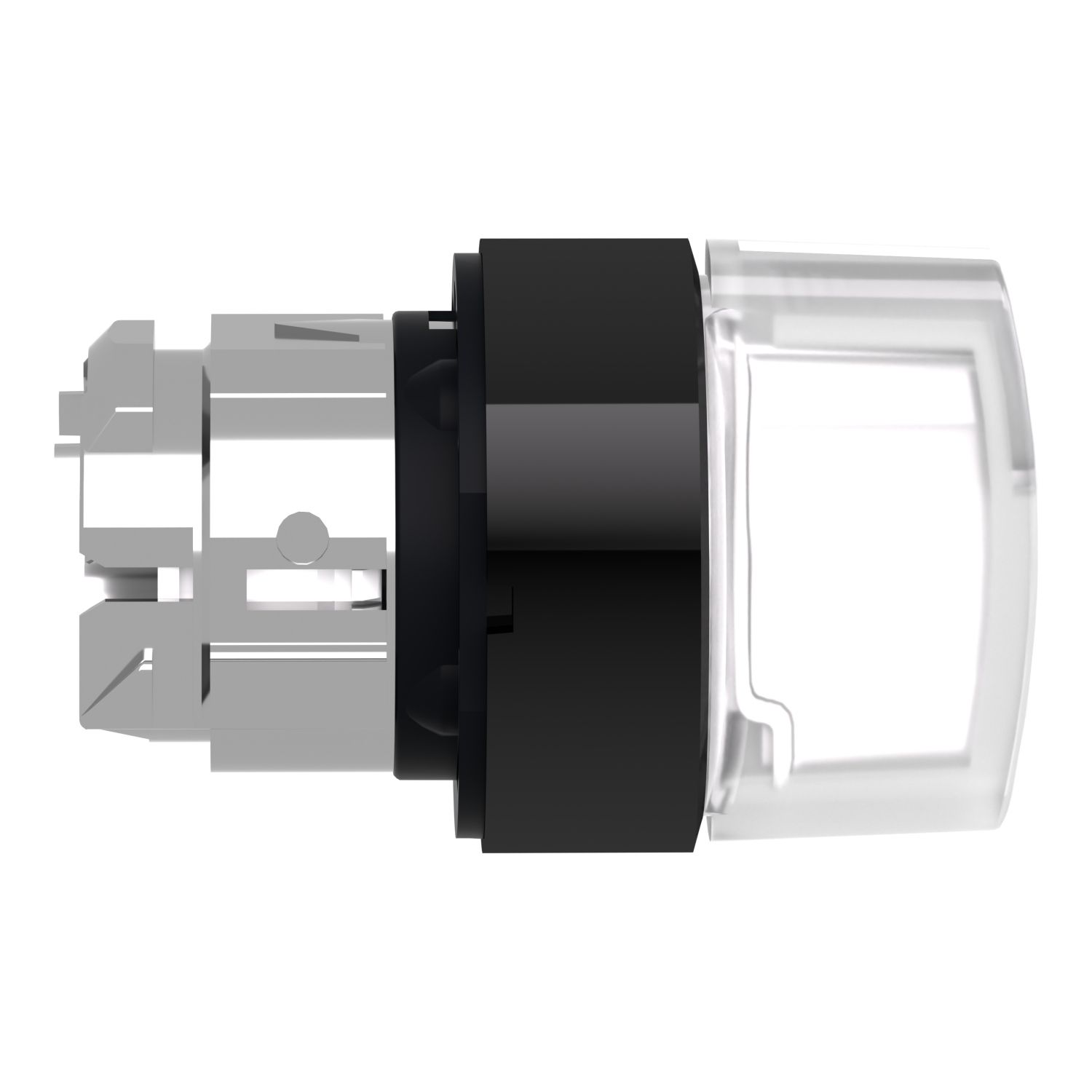 Picture of Head for illuminated selector switch, Harmony XB4, black metal, white handle, 22mm, universal LED, 3 positions, to center