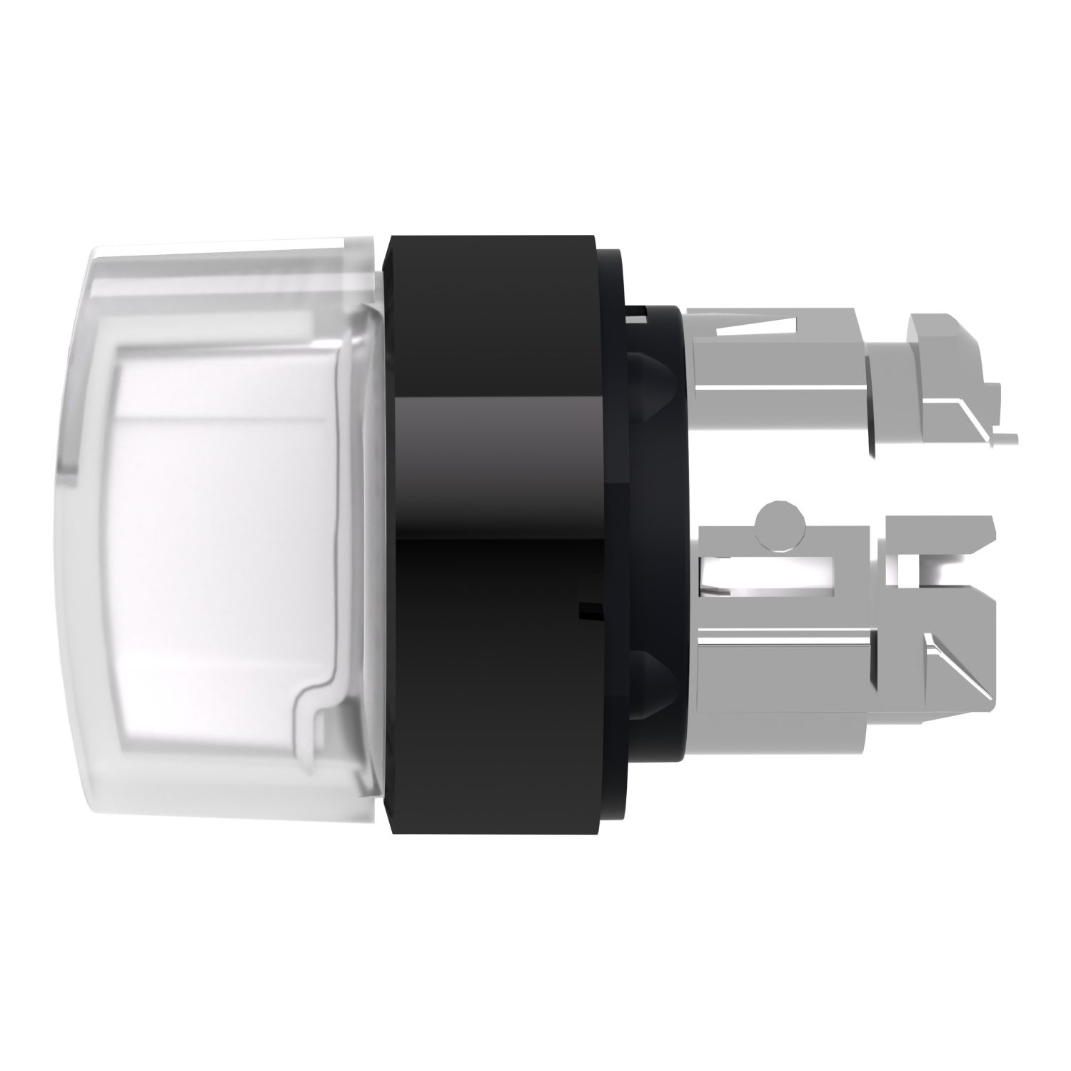 Picture of Head for illuminated selector switch, Harmony XB4, black metal, white handle, 22mm, universal LED, 3 positions, to center