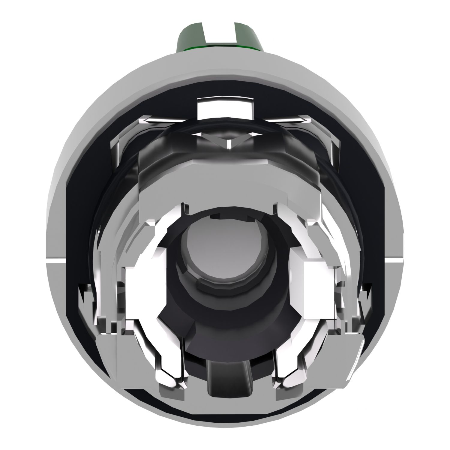Picture of Head for illuminated selector switch, Harmony XB4, chromium metal, green handle, 22mm, universal LED, 3 positions, left to center