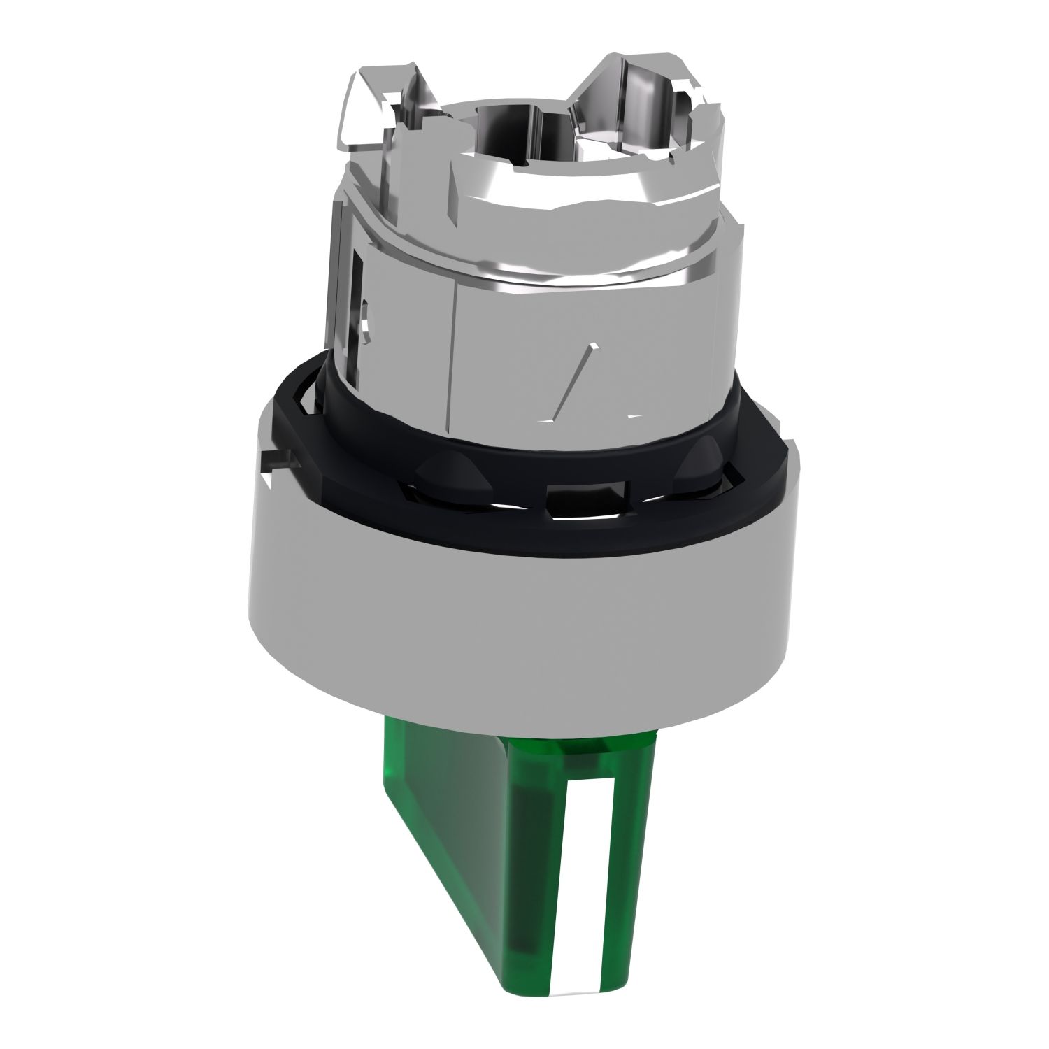Picture of Head for illuminated selector switch, Harmony XB4, chromium metal, green handle, 22mm, universal LED, 3 positions, left to center