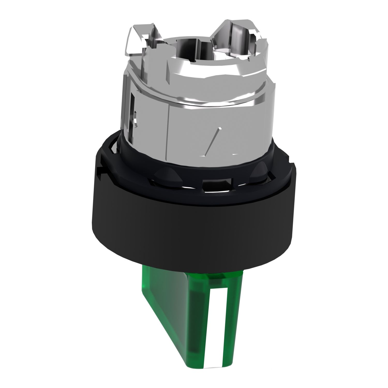 Picture of Head for illuminated selector switch, Harmony XB4, universal LED,  black metal, green handle, 22mm, 3 positions, stay put