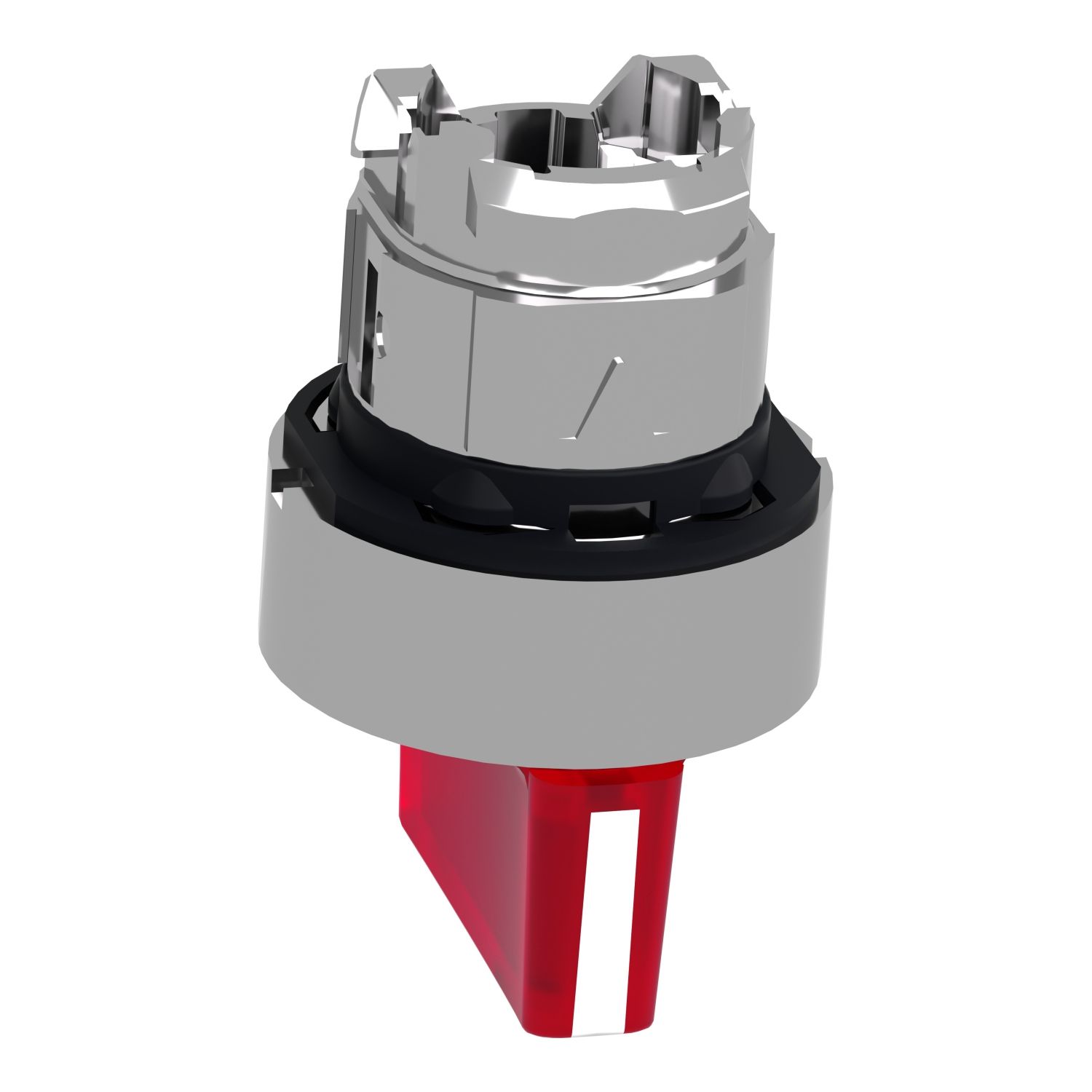 Picture of Head for illuminated selector switch, Harmony XB4, chromium metal, red handle, 22mm, universal LED, 3 positions,