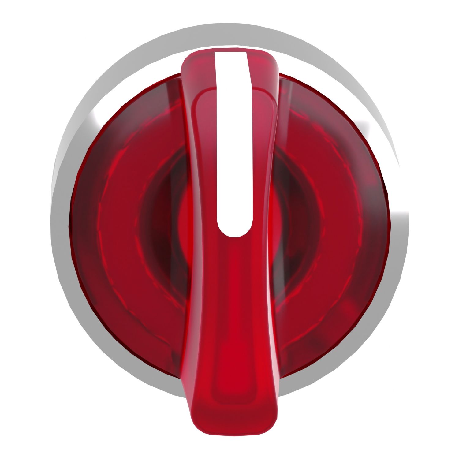 Picture of Head for illuminated selector switch, Harmony XB4, metal, red handle, 22mm, universal LED, 3 positions, left to center