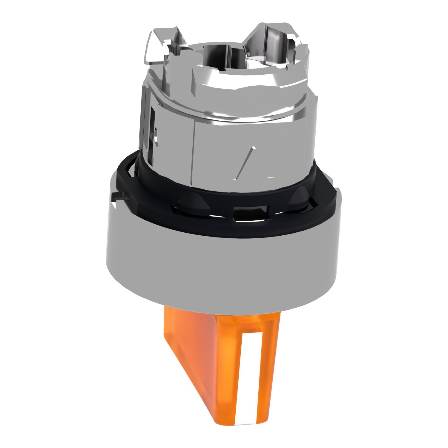 Picture of Head for illuminated selector switch, Harmony XB4, metal, orange handle, 22mm, universal LED, 3 positions, left to center
