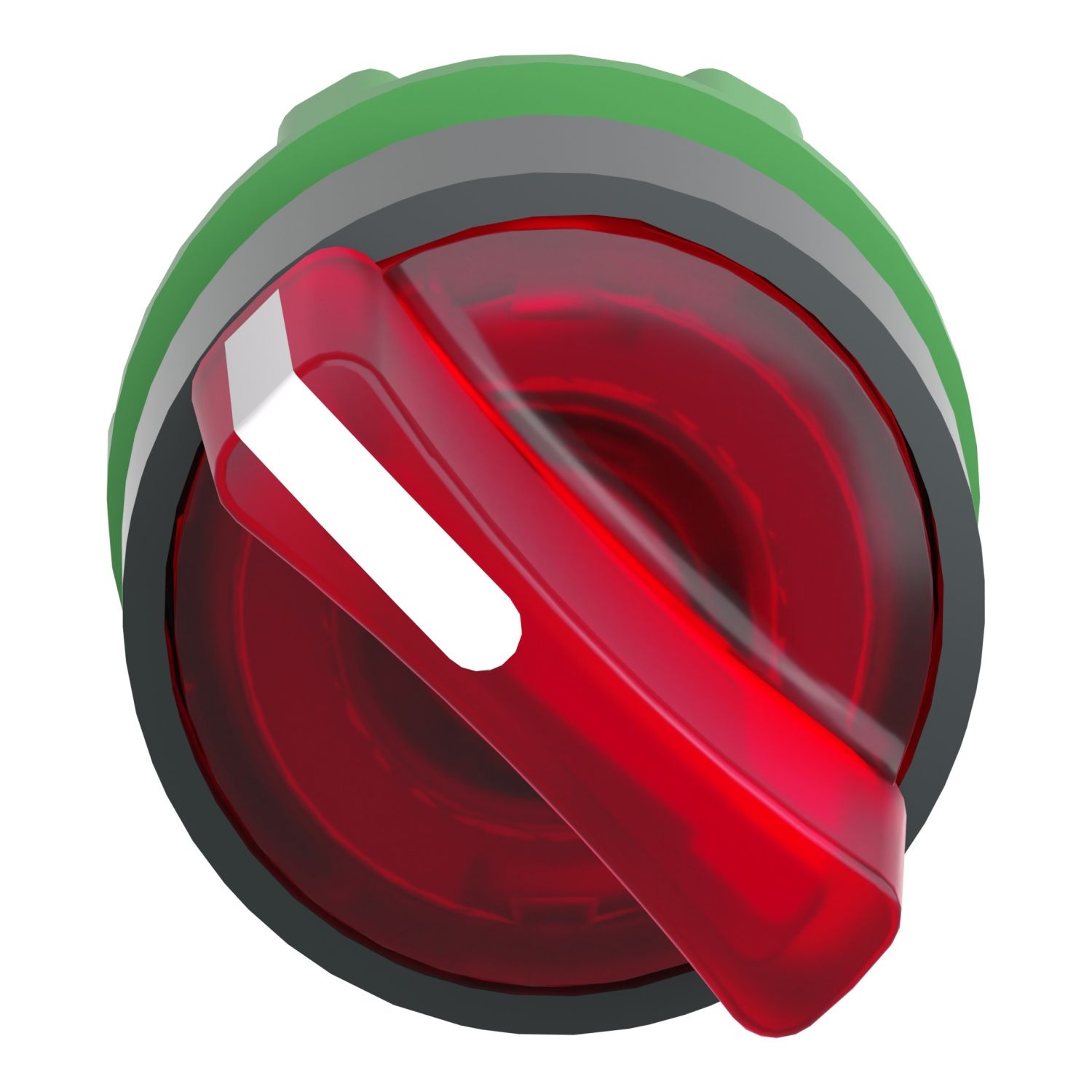 Picture of Head for illuminated selector switch, Harmony XB5, dark grey plastic, red handle, 22mm, universal LED, 2 positions