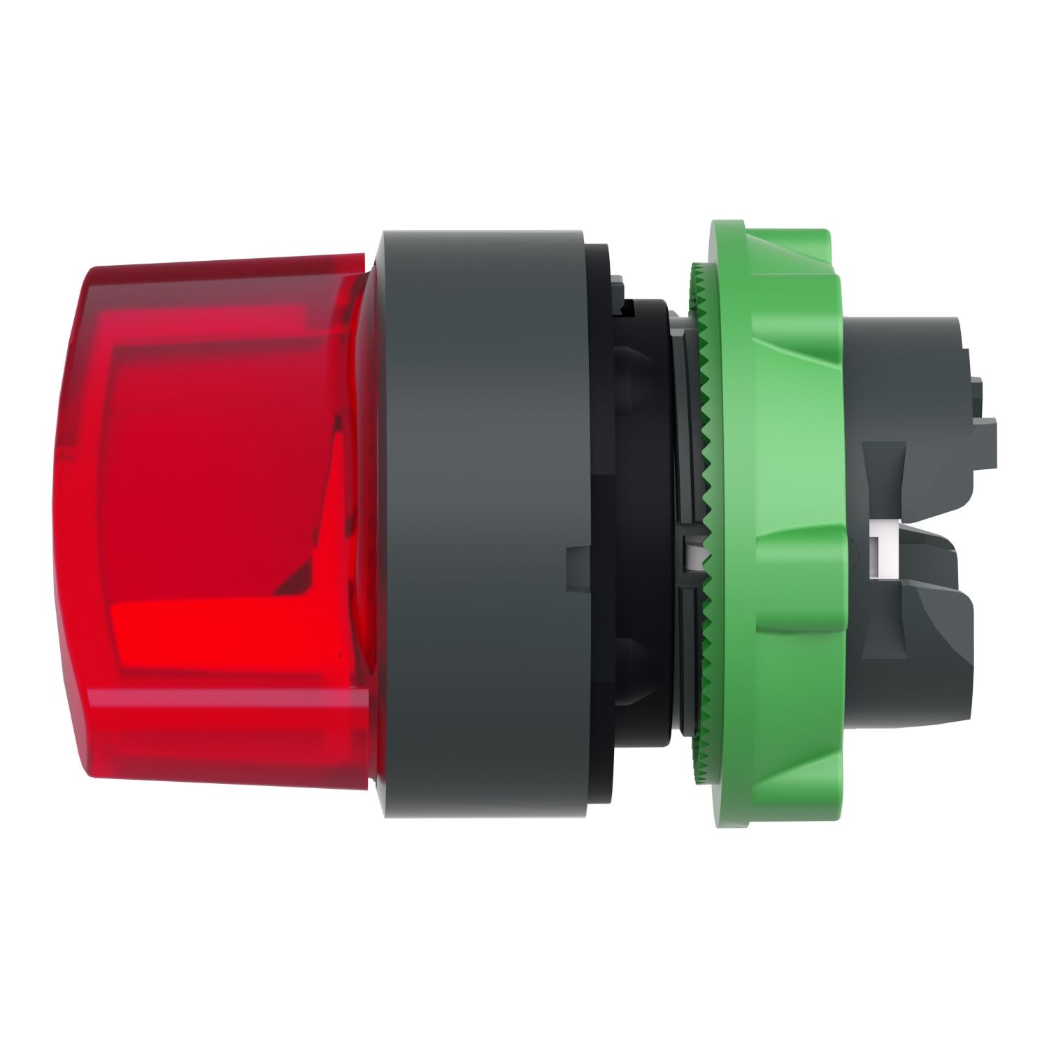 Picture of Head for illuminated selector switch, Harmony XB5, dark grey plastic, red handle, 22mm, universal LED, 2 positions