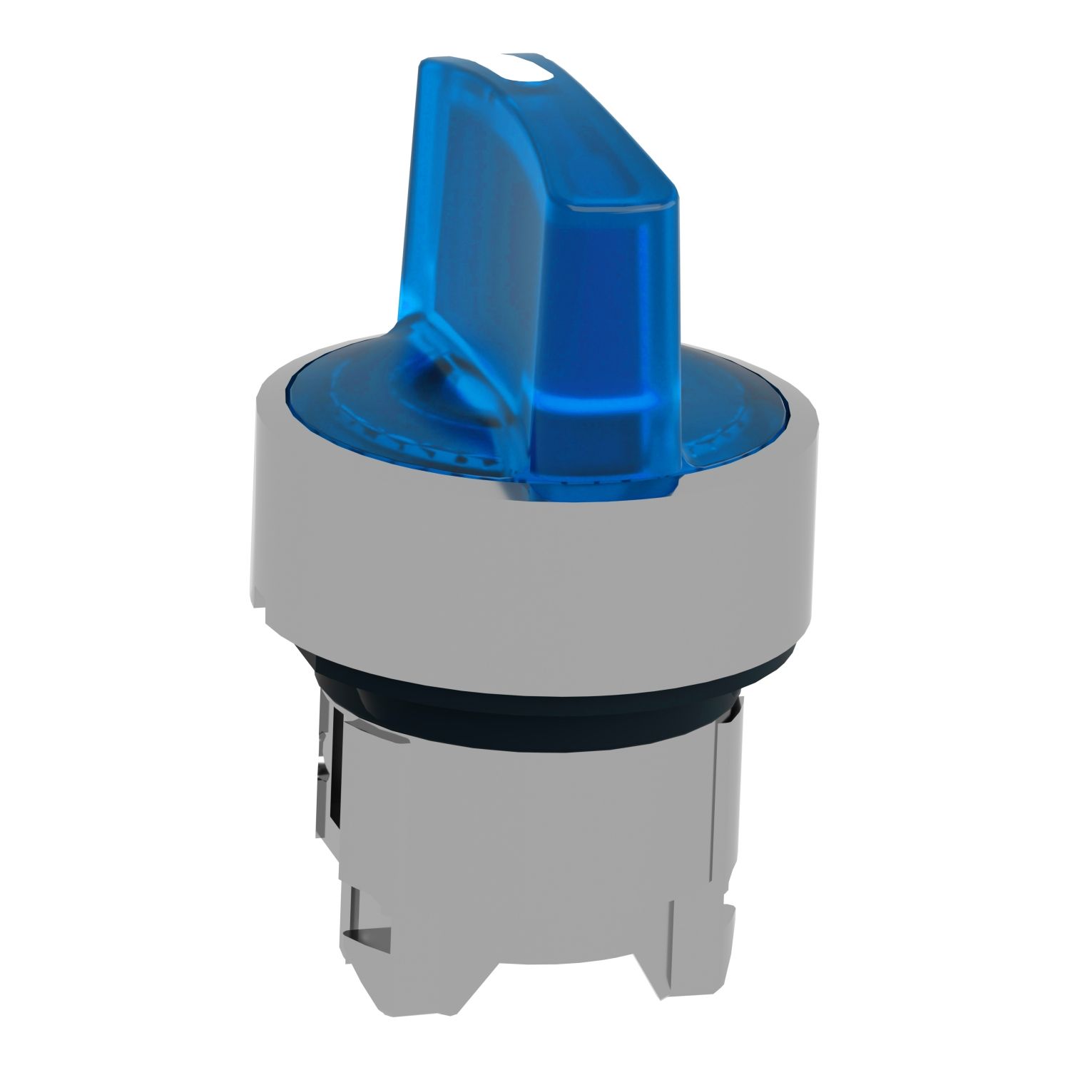 Picture of Head for illuminated selector switch, Harmony XB4, metal, blue handle, 22mm, universal LED, 3 positions, right to center