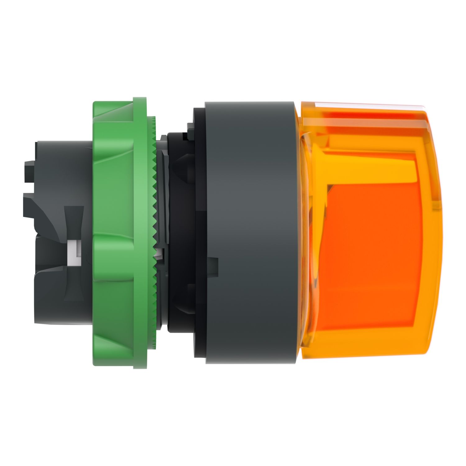 Picture of Head for illuminated selector switch, Harmony XB5, universal LED,  orange handle, 22mm, 3 positions, stay put