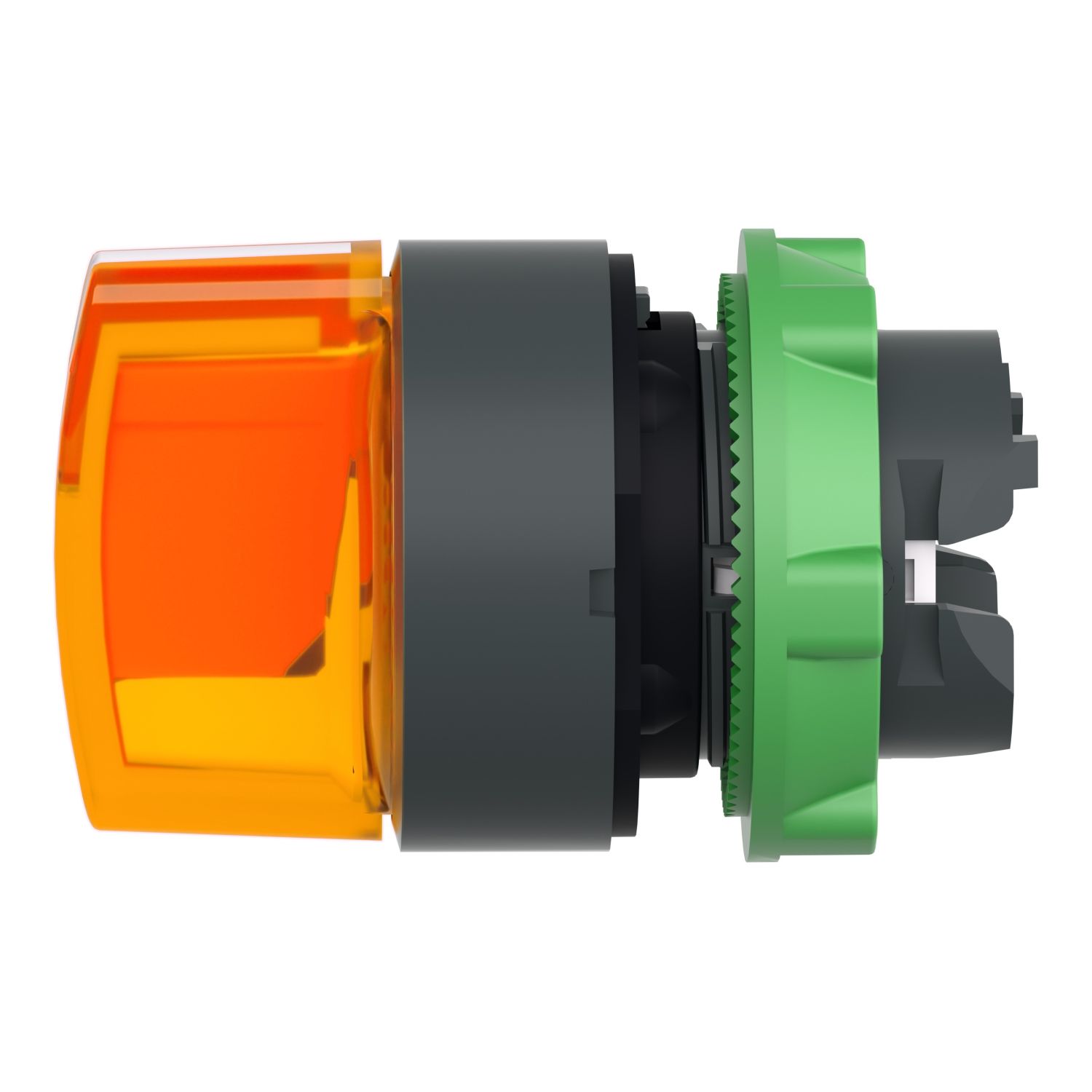 Picture of Head for illuminated selector switch, Harmony XB5, universal LED,  orange handle, 22mm, 3 positions, stay put