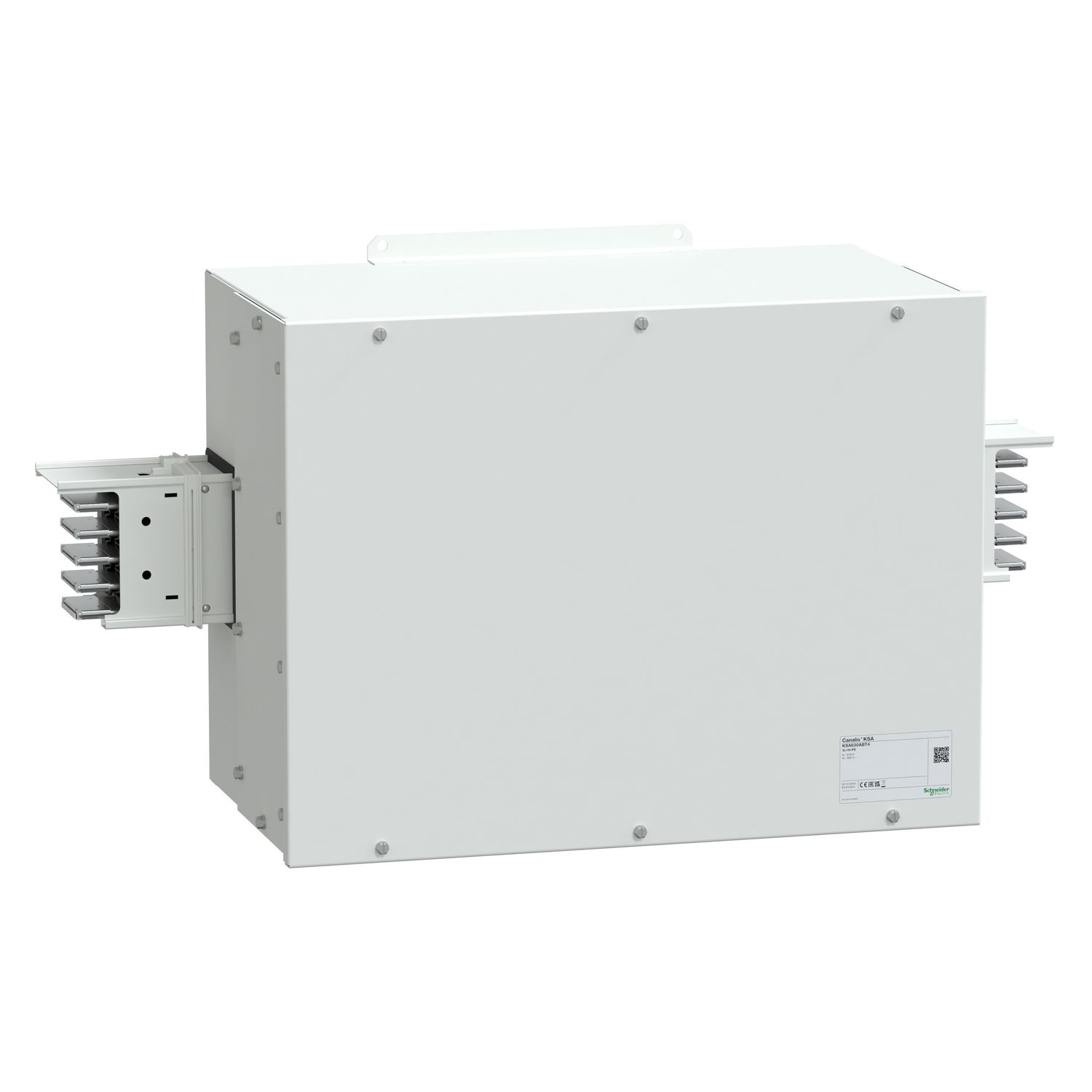 Picture of Central feed unit, Canalis KSA630, aluminium, 500/630A, central mounting, without line protection, 3L+N+PE, RAL9001