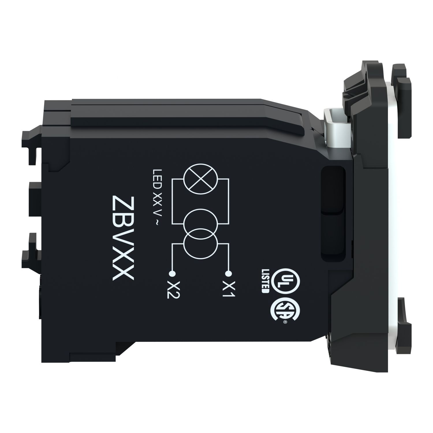 Picture of Light block with body fixing collar, Harmony XB5, plastic, with BA9s bulb, 440...480V AC