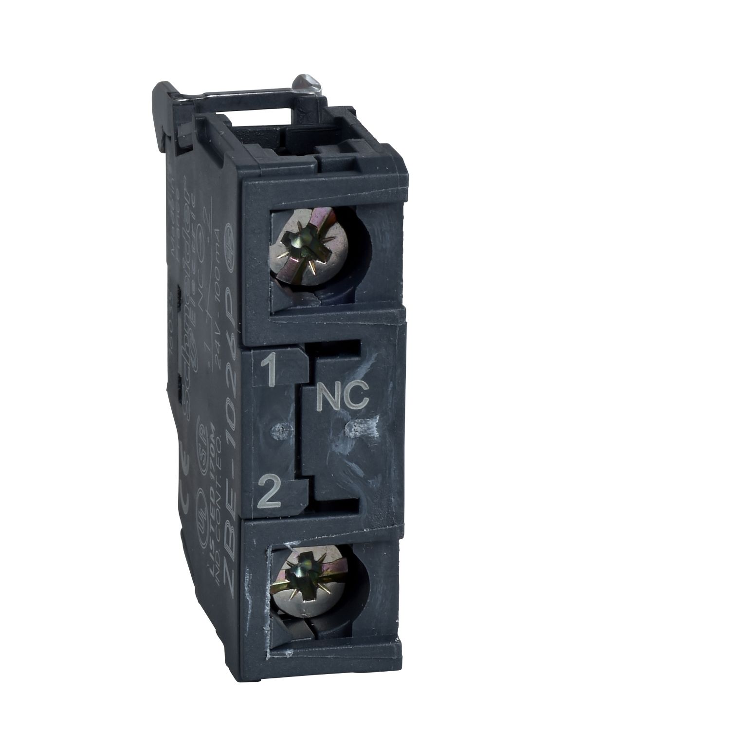 Picture of Single contact block, Harmony XB4, silver alloy, gold flashed, screw clamp terminal, dusty environment, 1NC