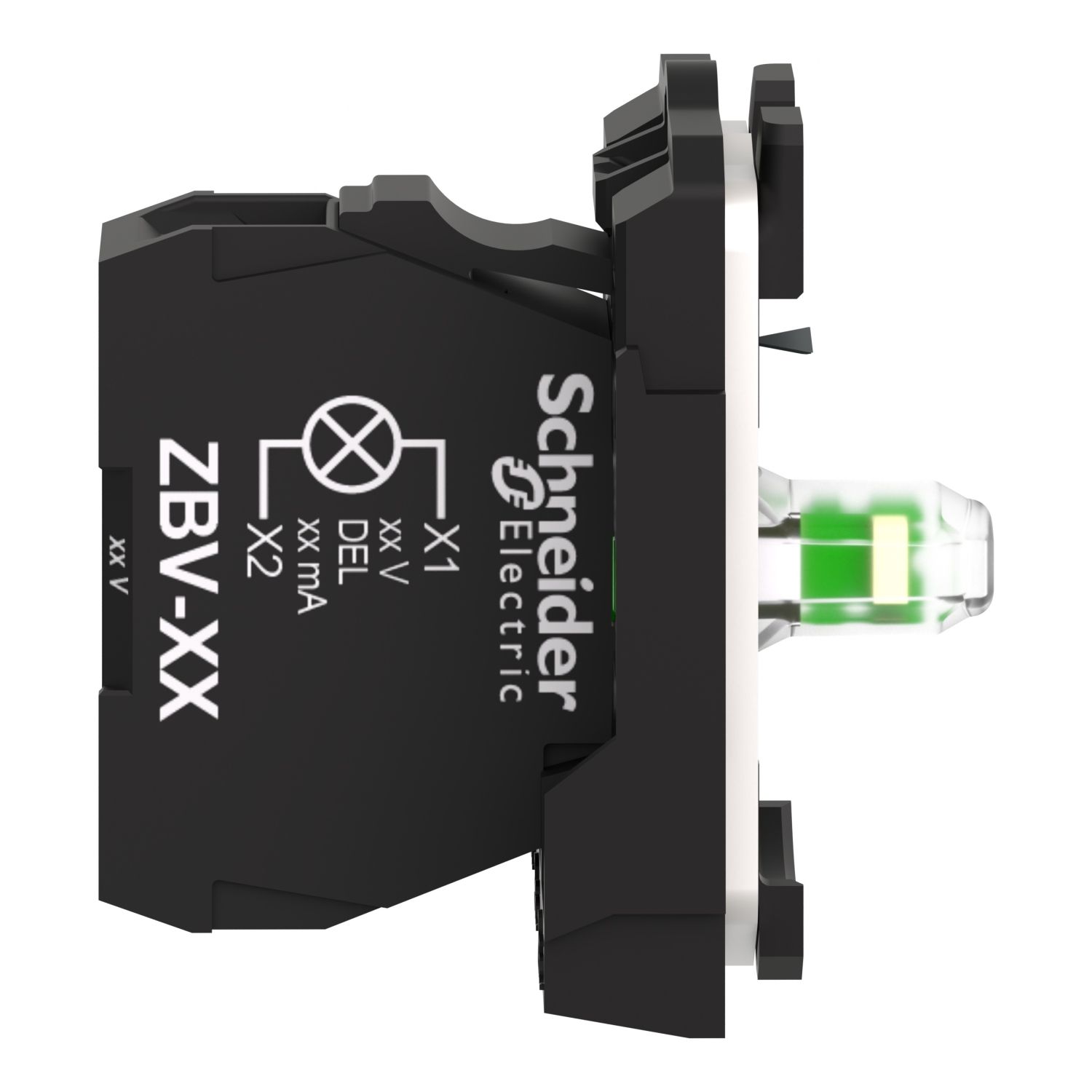 Picture of Complete body light block assembly, Harmony XB5, XB4, with body fixing collar, universal LED, 12V AC