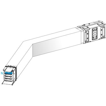 Picture of Elbow, Canalis KSA630, aluminium, 630A, sides A/B made to measure, turns right or left, special angle, 3L+N+PE, RAL9001