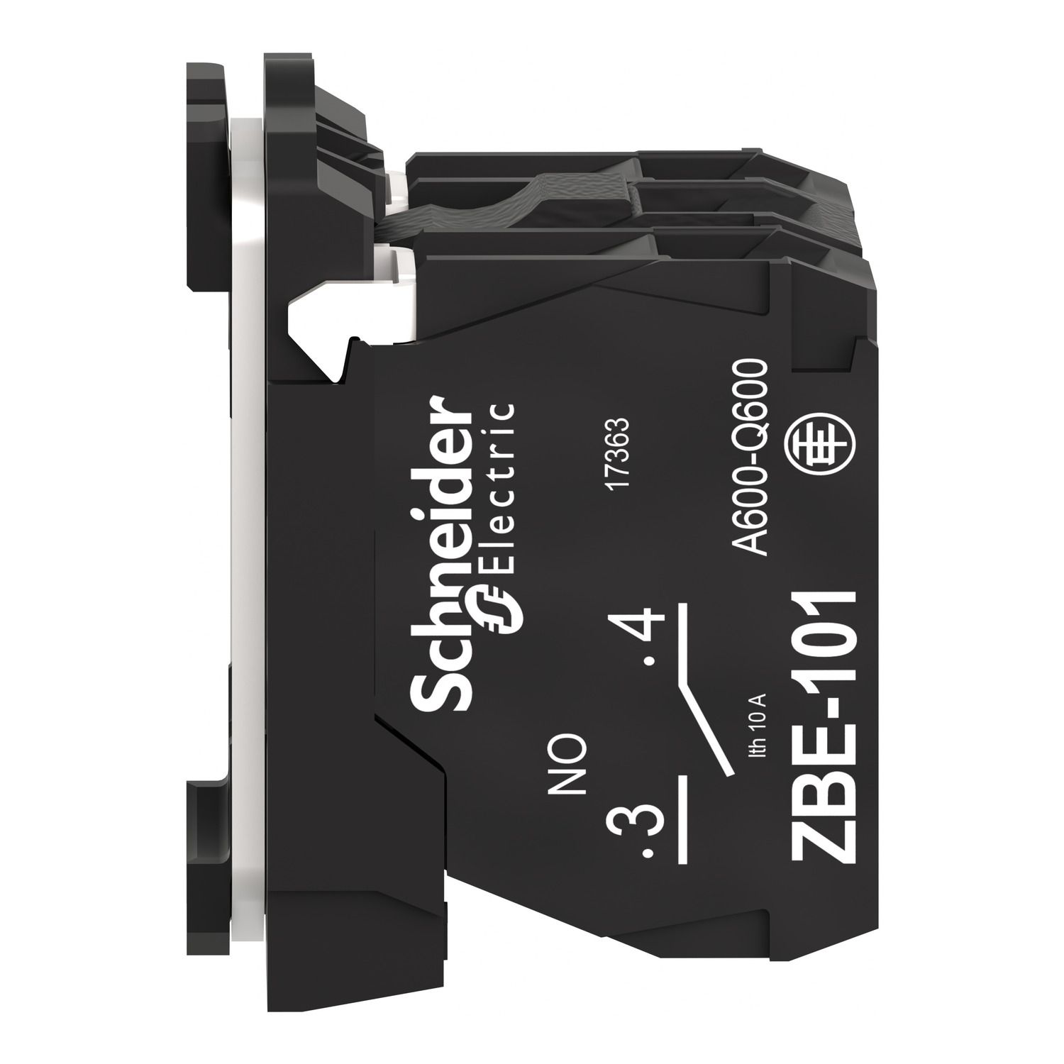 Picture of Light block with body fixing collar, Harmony XB5, plastic, blue, for BA9s bulb, lt 250V, 1NO+1NC