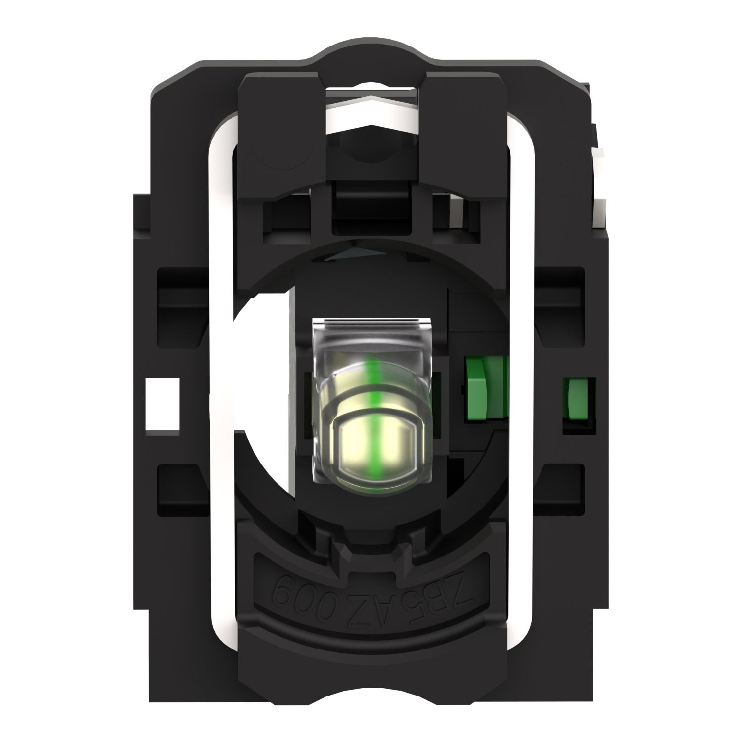 Picture of Complete body/contact assembly and light block, Harmony XB5, plastic, universal LED, body/fixing collar, 1NO, 24V AC DC