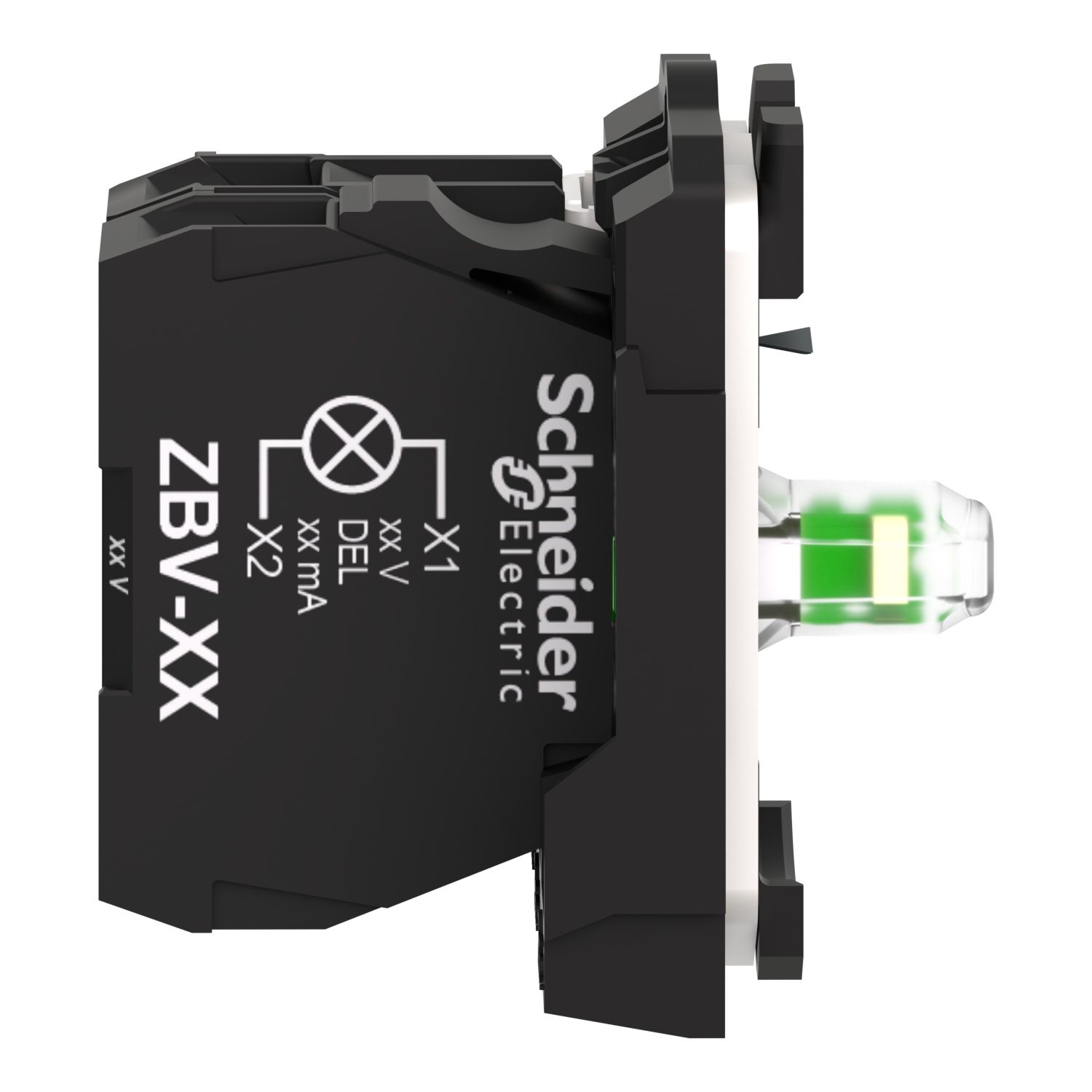 Picture of Complete body/contact assembly and light block, Harmony XB5, universal LED, 1NO, 230...240V