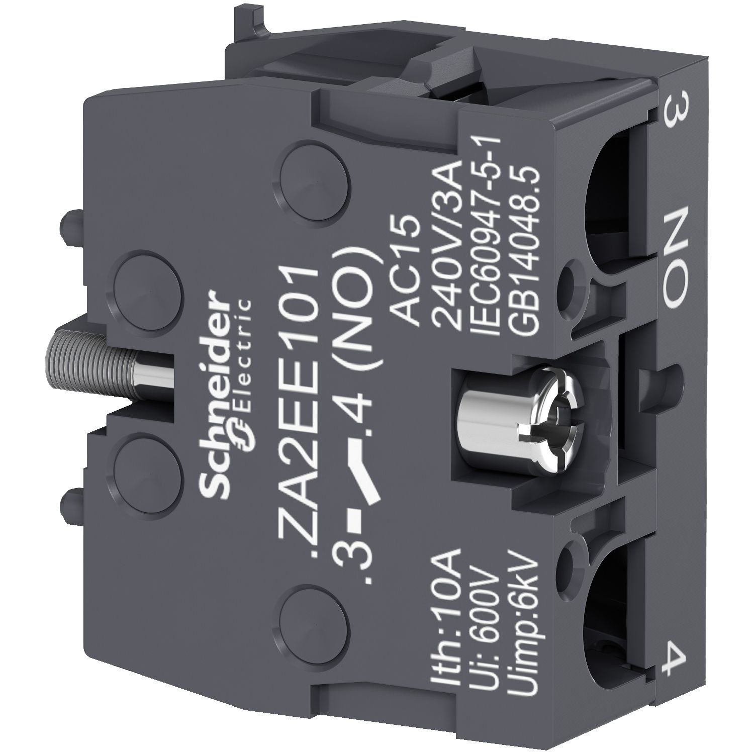 Picture of Contact block, Easy Harmony XA2, single contact, for head 22mm, faston terminal, 1NO