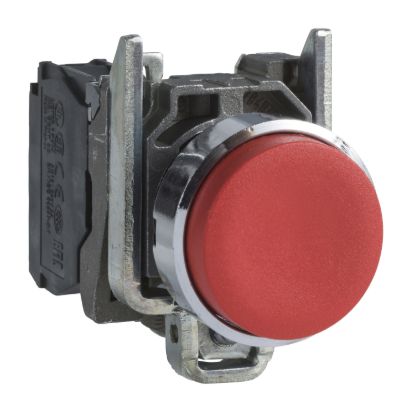 Picture of Push button, Harmony XB4, metal, projecting, red, 22mm, spring return, unmarked, 1NC
